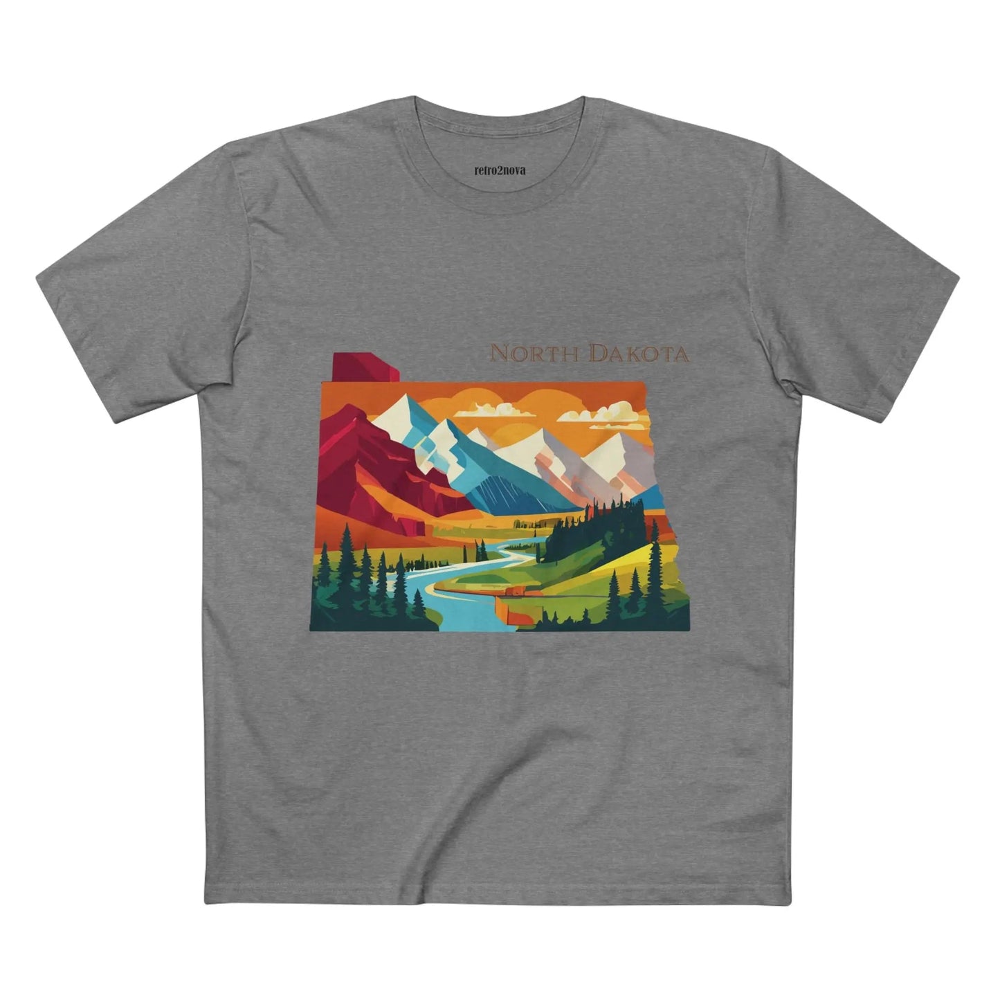North Dakota State Shirt Unisex Premium Cotton Tee With Original Retro2Nova Art Design