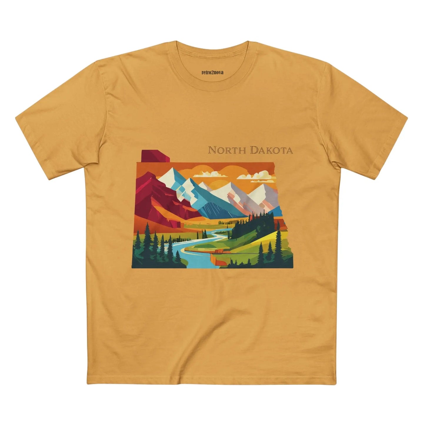 North Dakota State Shirt Unisex Premium Cotton Tee With Original Retro2Nova Art Design