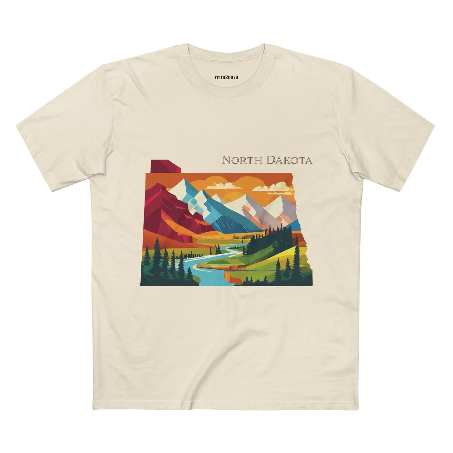 North Dakota State Shirt Unisex Premium Cotton Tee With Original Retro2Nova Art Design