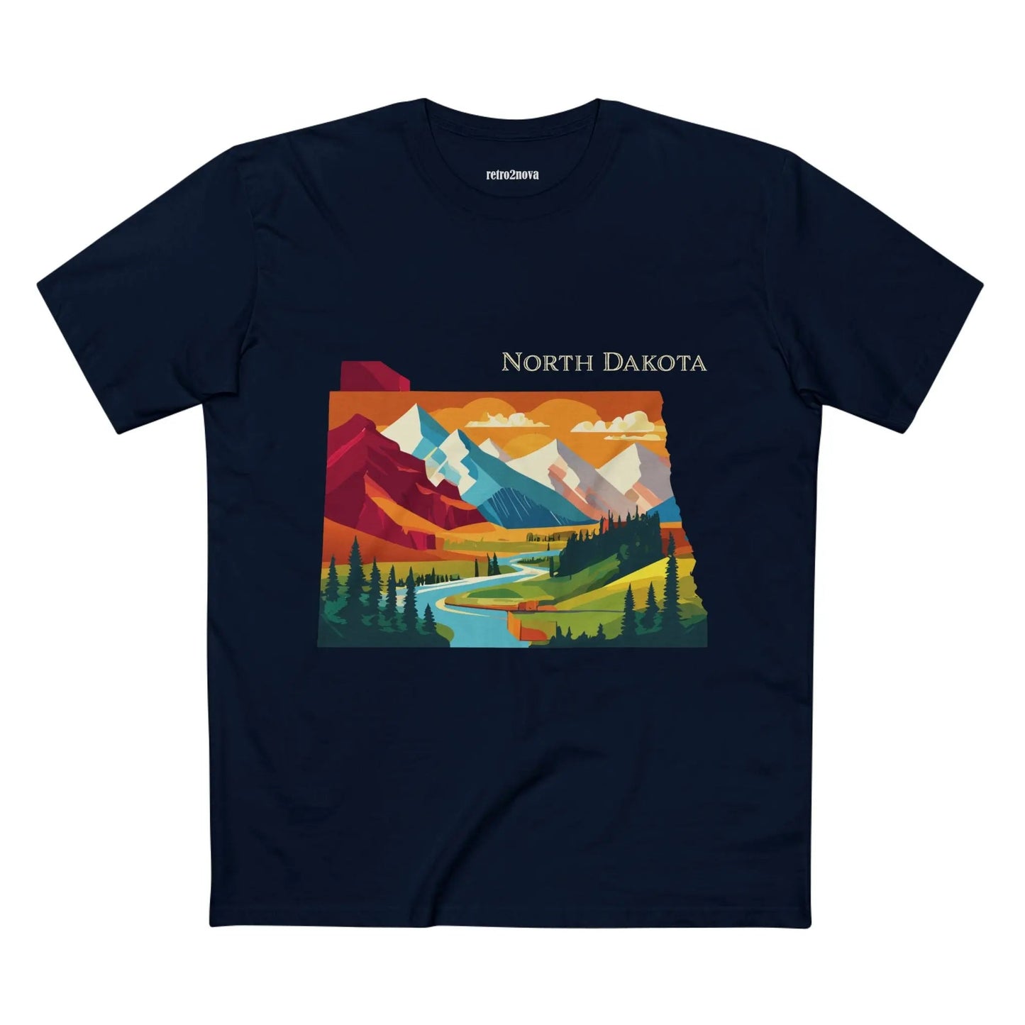 North Dakota State Shirt Unisex Premium Cotton Tee With Original Retro2Nova Art Design