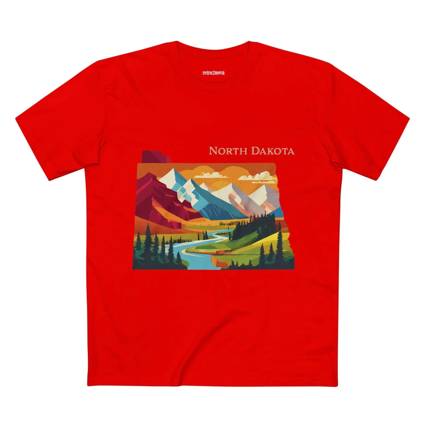 North Dakota State Shirt Unisex Premium Cotton Tee With Original Retro2Nova Art Design