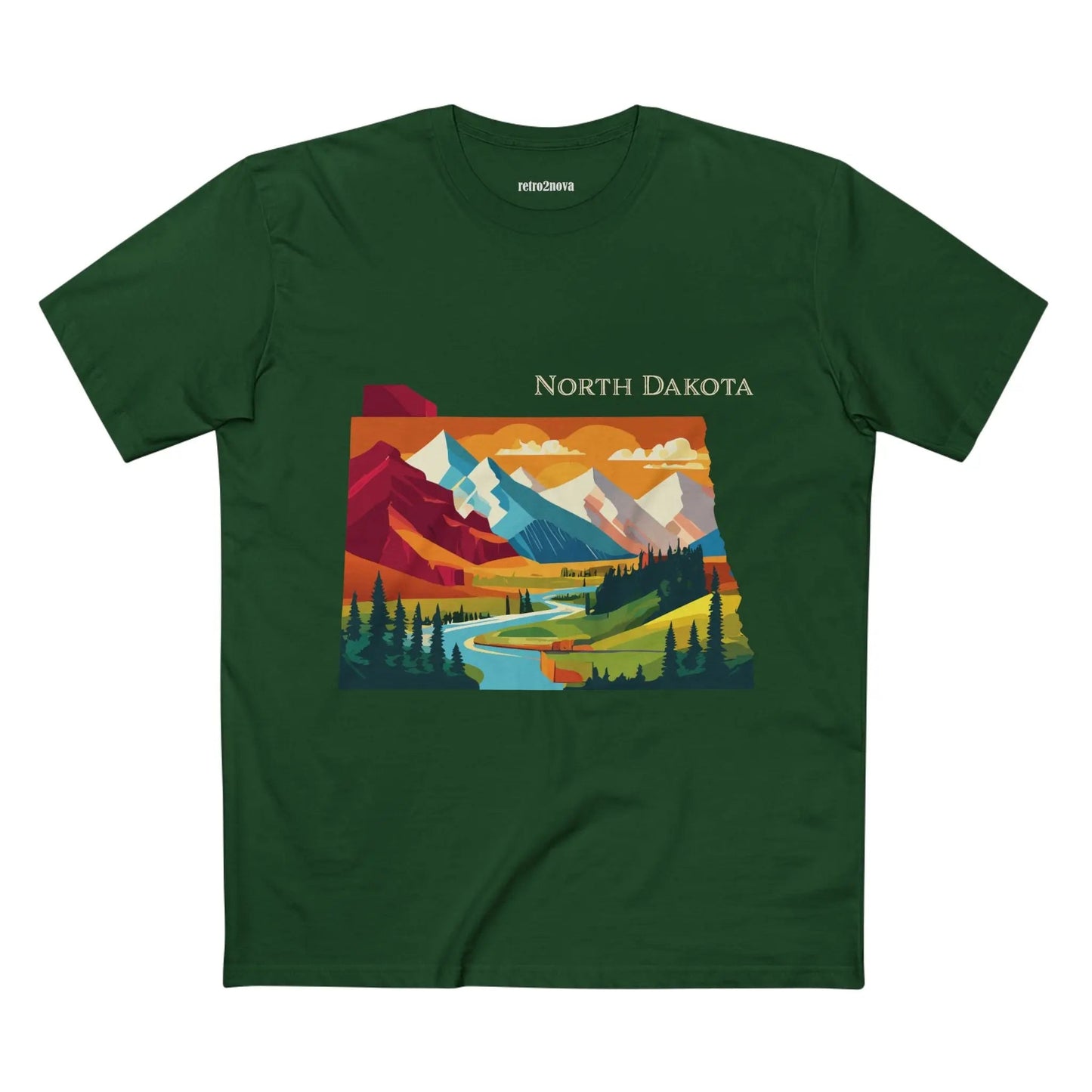 North Dakota State Shirt Unisex Premium Cotton Tee With Original Retro2Nova Art Design