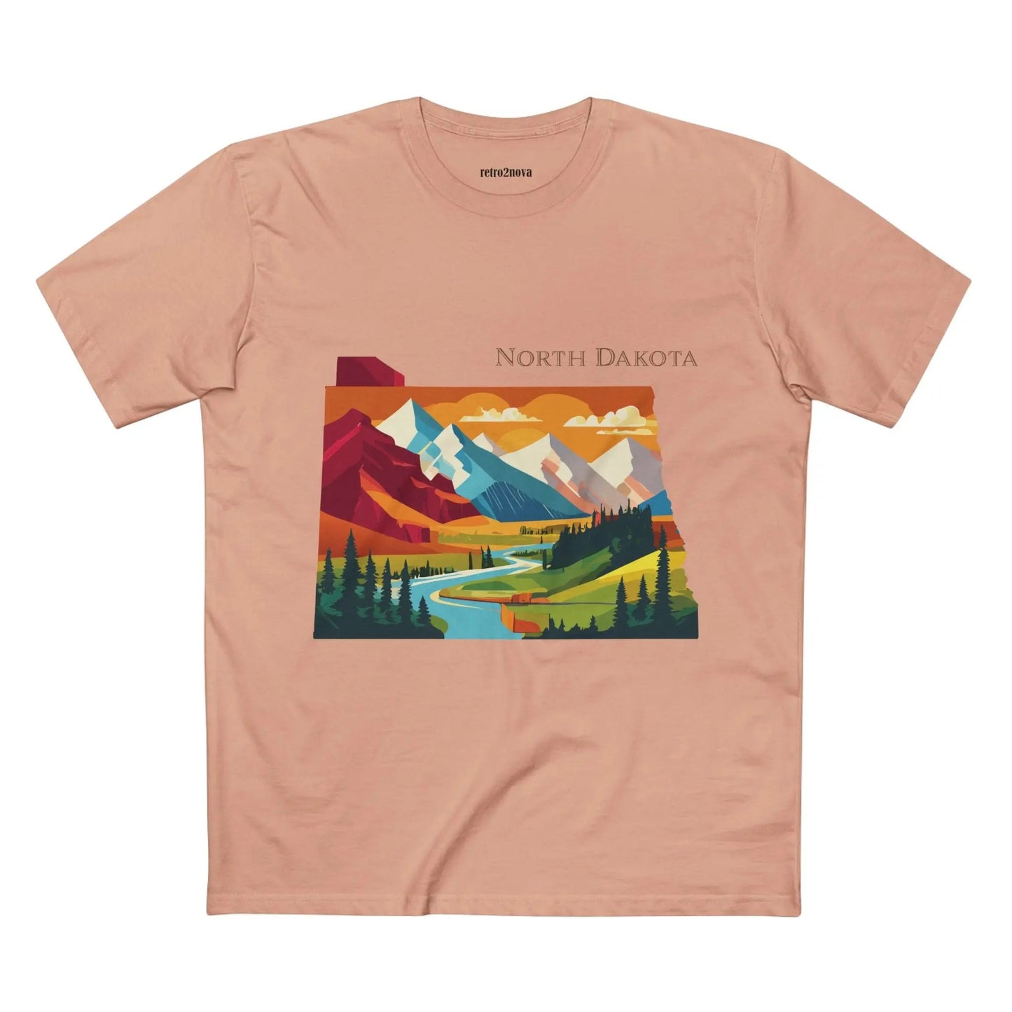 North Dakota State Shirt Unisex Premium Cotton Tee With Original Retro2Nova Art Design