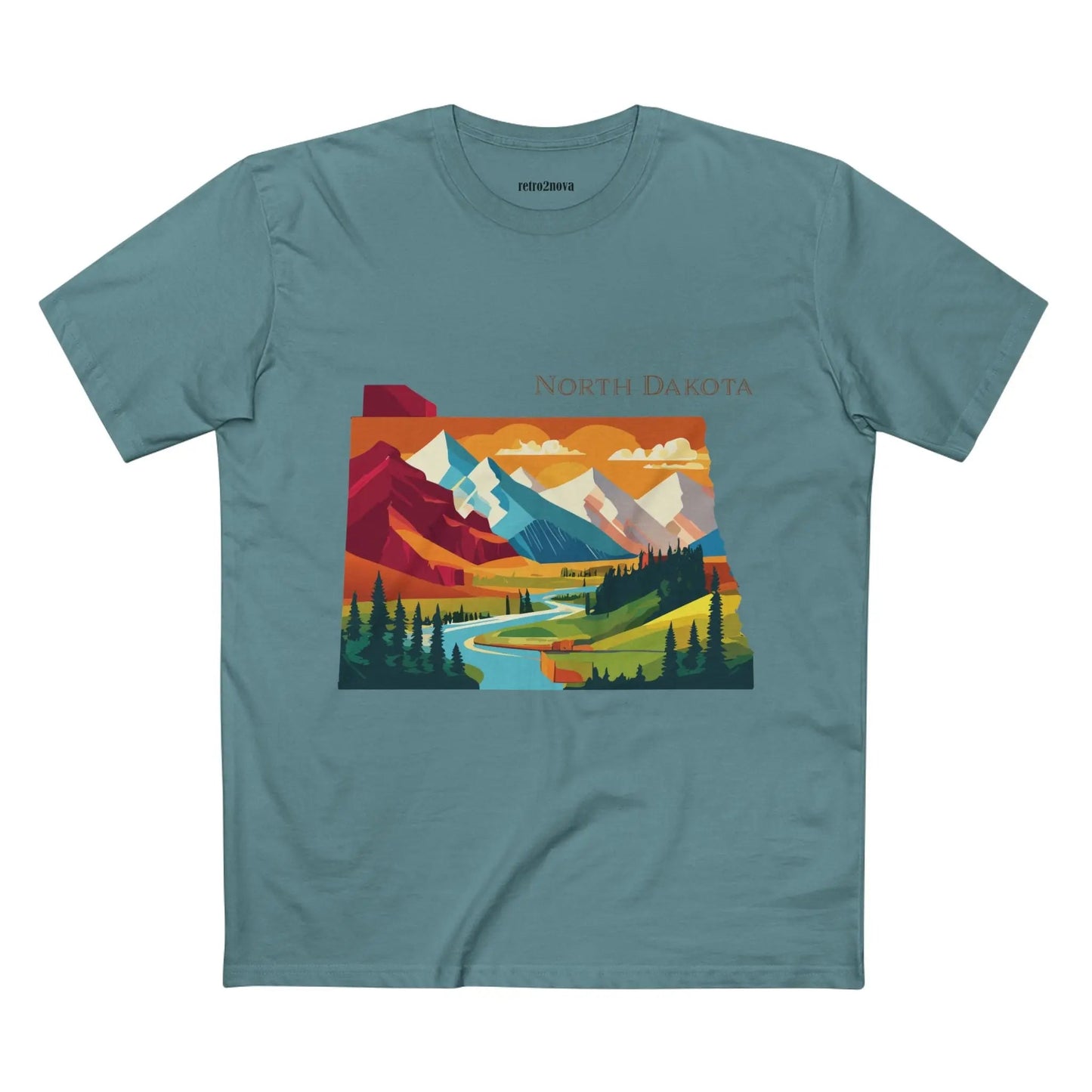 North Dakota State Shirt Unisex Premium Cotton Tee With Original Retro2Nova Art Design