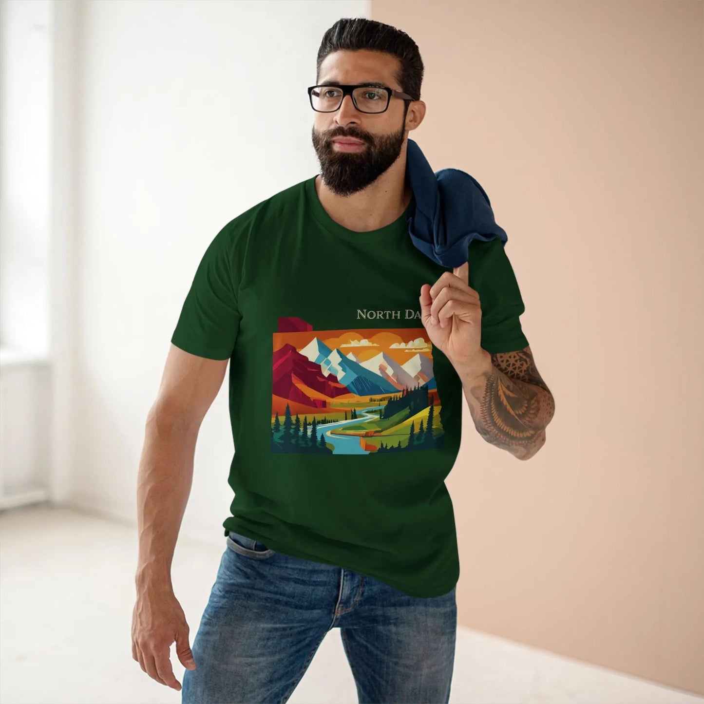 North Dakota State Shirt Unisex Premium Cotton Tee With Original Retro2Nova Art Design