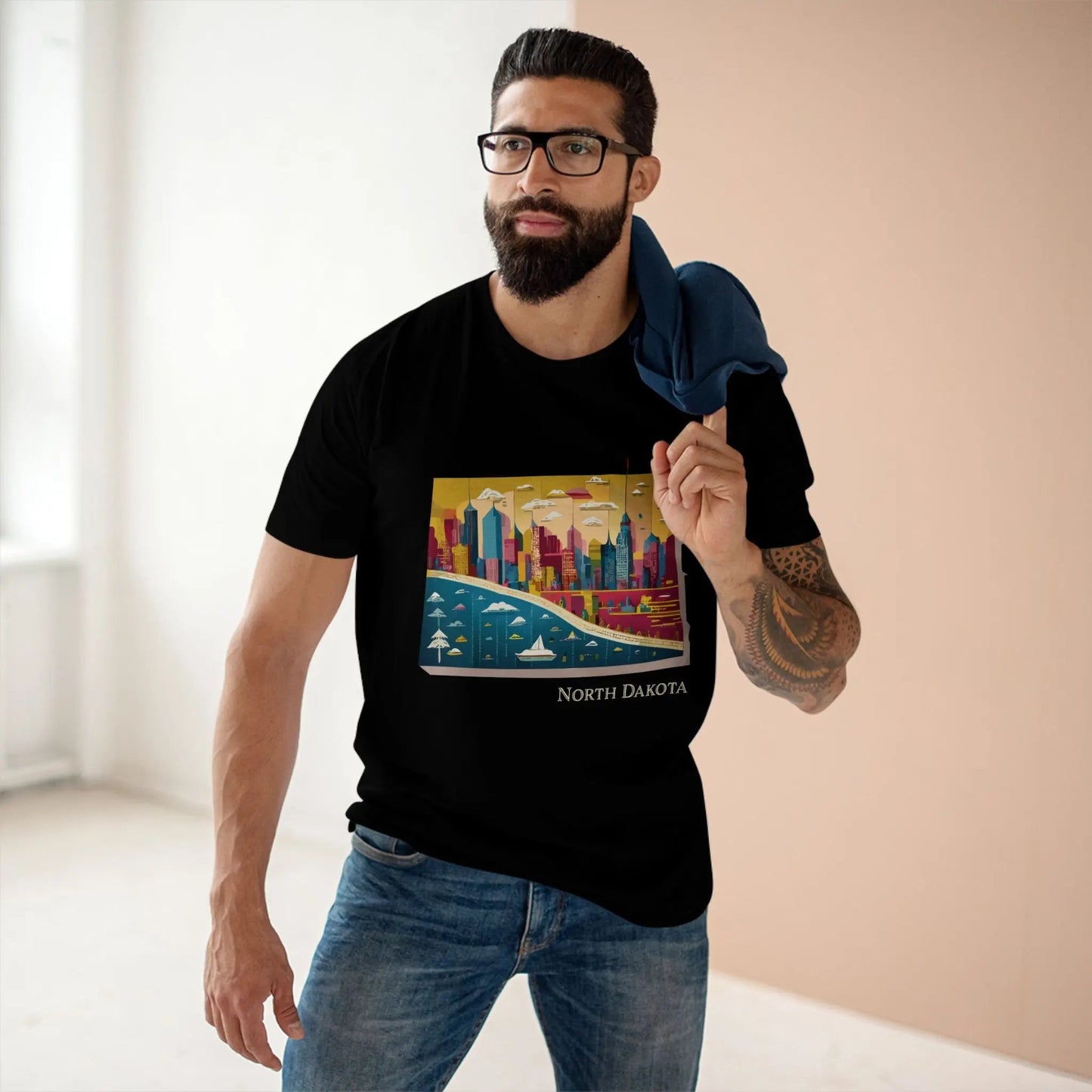 North Dakota US State Shirt Premium Cotton Unisex Tee With Original Art Design Edition