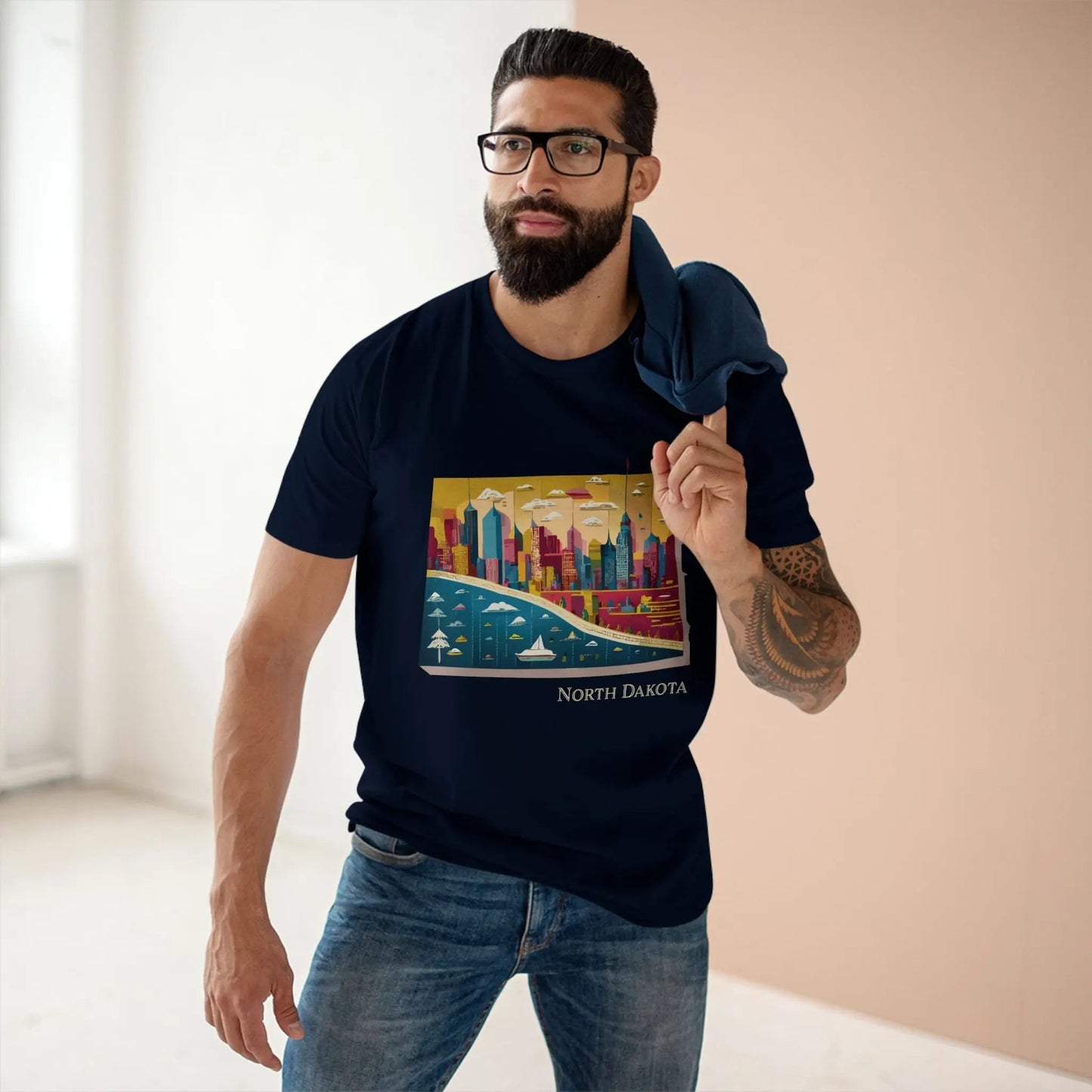North Dakota US State Shirt Premium Cotton Unisex Tee With Original Art Design Edition