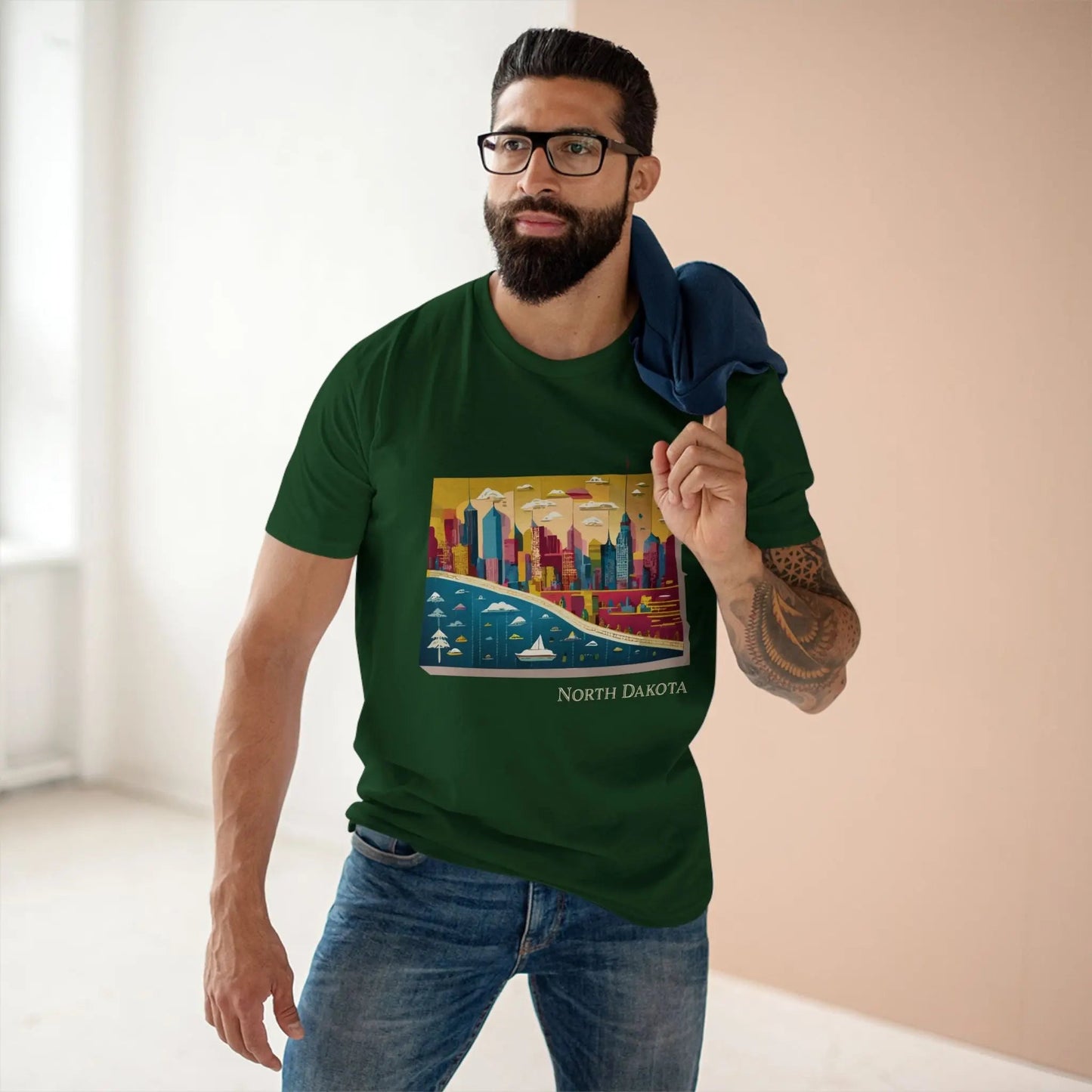 North Dakota US State Shirt Premium Cotton Unisex Tee With Original Art Design Edition