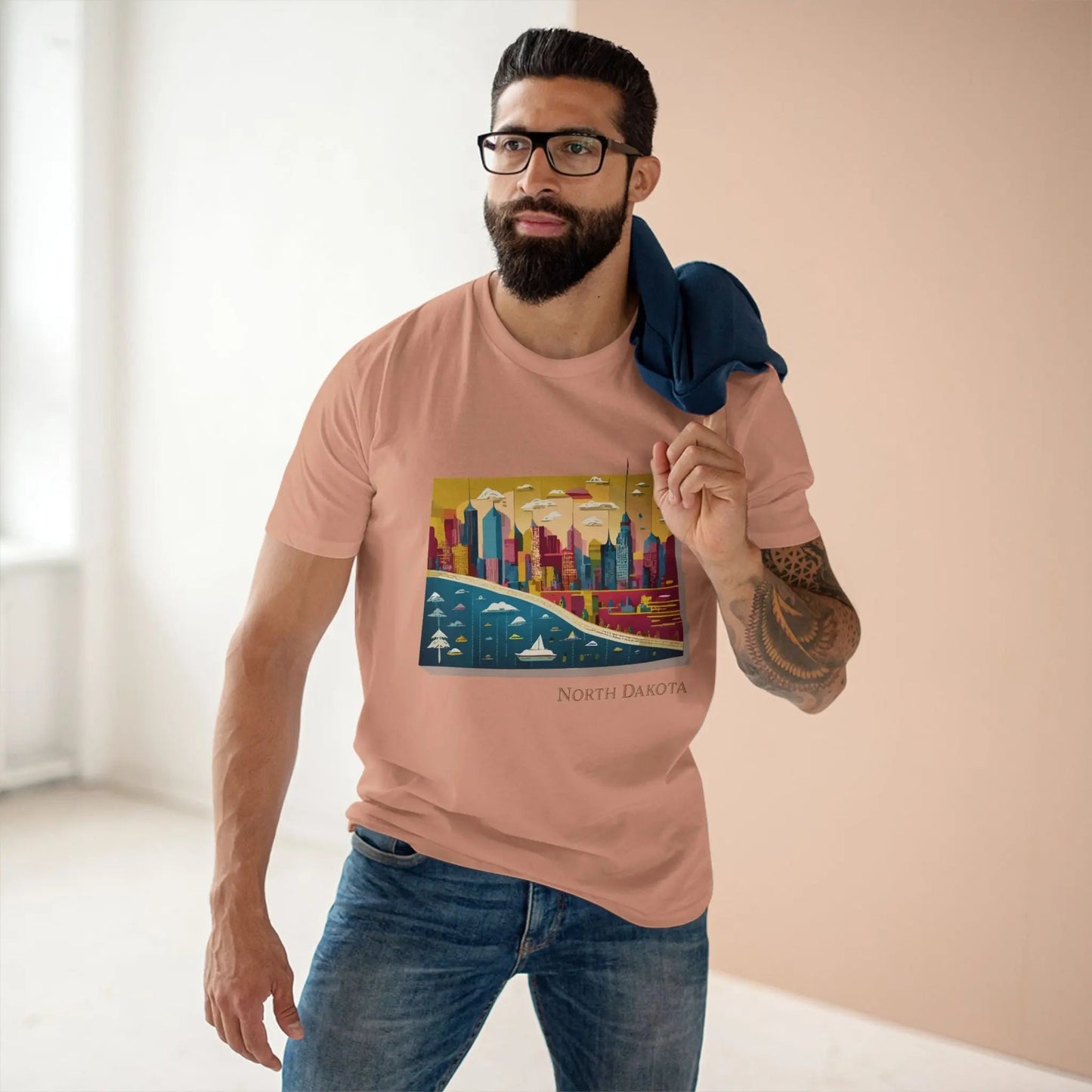 North Dakota US State Shirt Premium Cotton Unisex Tee With Original Art Design Edition