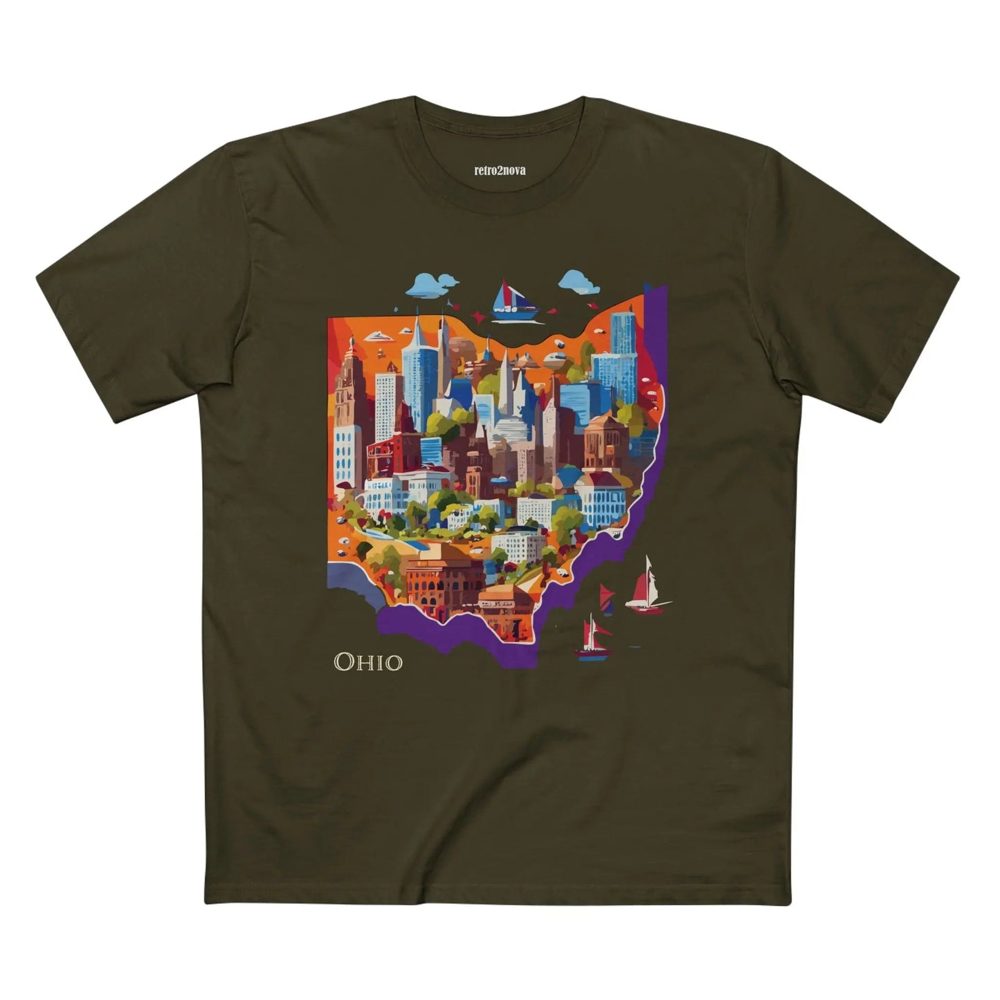 Ohio State Shirt Unisex Premium Cotton Tee With Original Retro Art Design From Our Art Collection