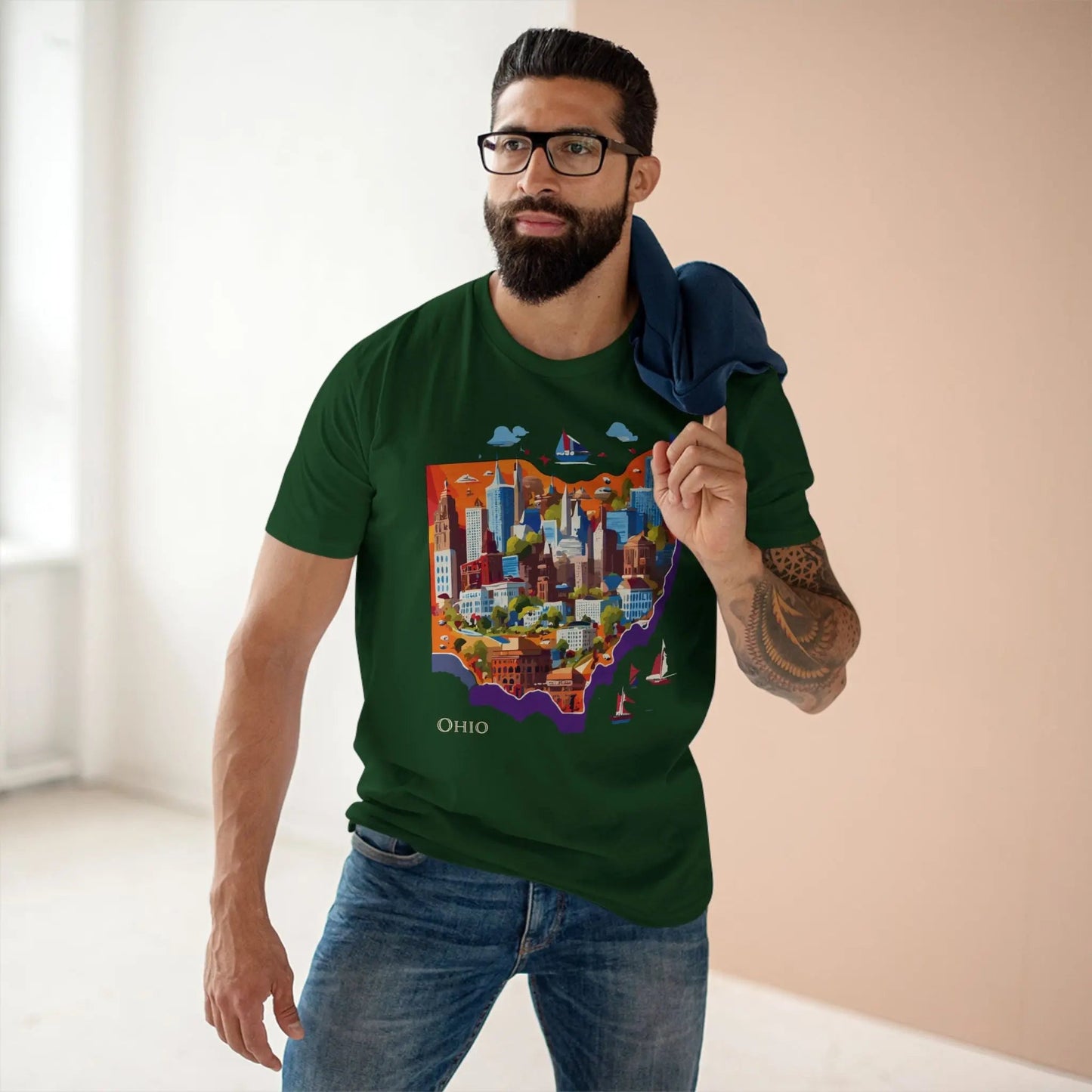 Ohio State Shirt Unisex Premium Cotton Tee With Original Retro Art Design From Our Art Collection
