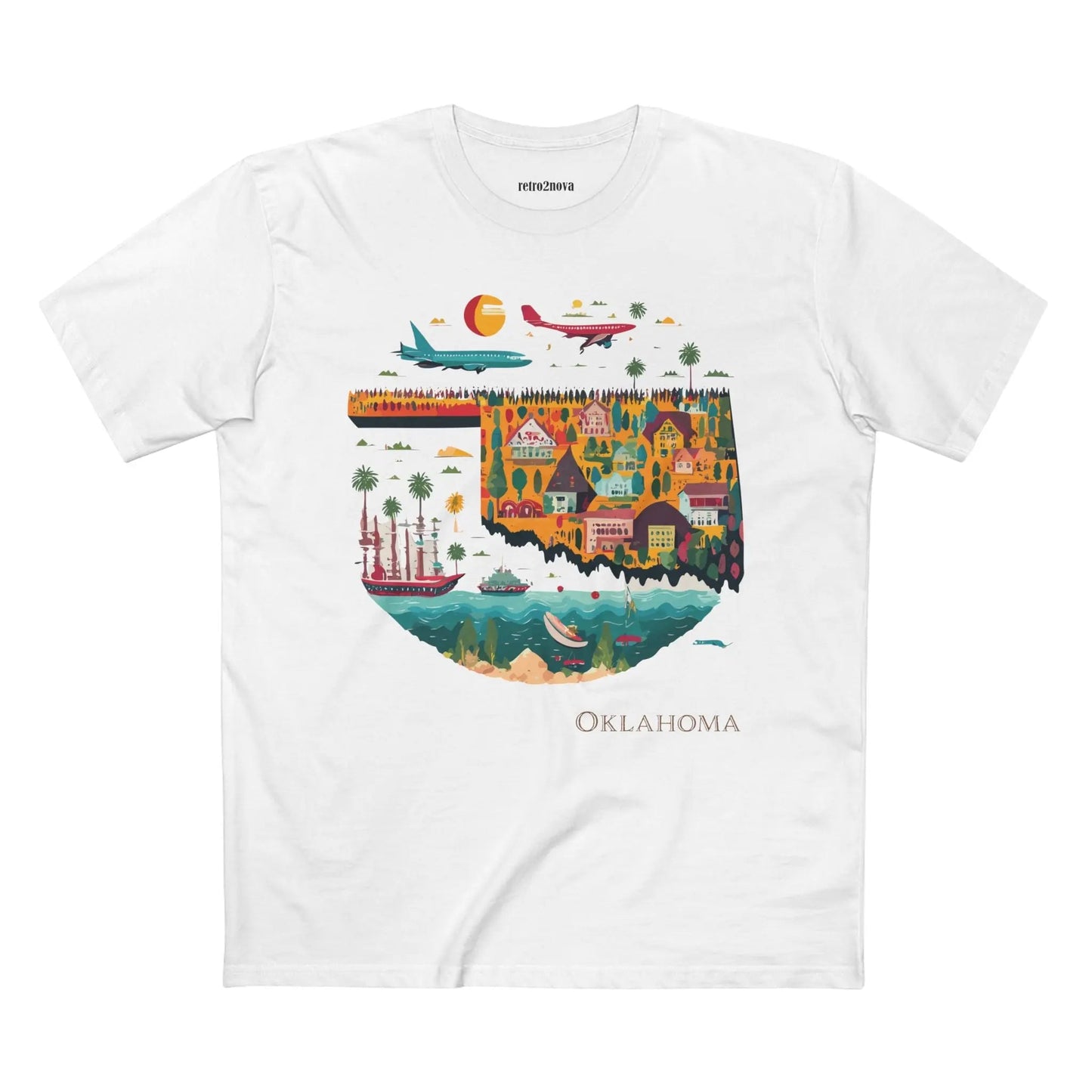 Oklahoma State Shirt Unisex Premium Cotton Tee With Original Art Design By Retro2Nova
