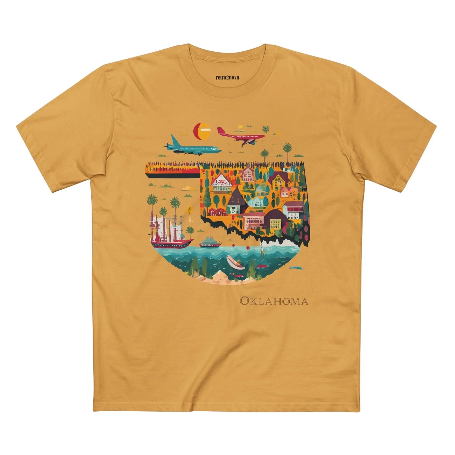 Oklahoma State Shirt Unisex Premium Cotton Tee With Original Art Design By Retro2Nova