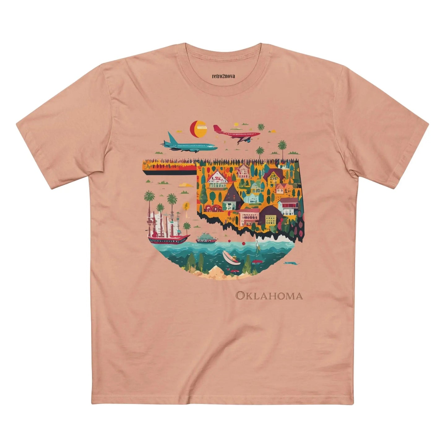 Oklahoma State Shirt Unisex Premium Cotton Tee With Original Art Design By Retro2Nova