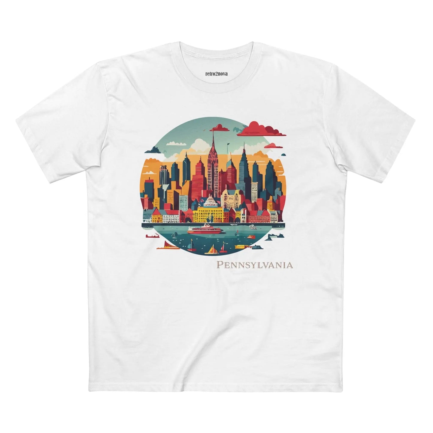 Pennsylvania US State Shirt Unisex Premium Cotton Tee With Original Art Design By Retro2Nova