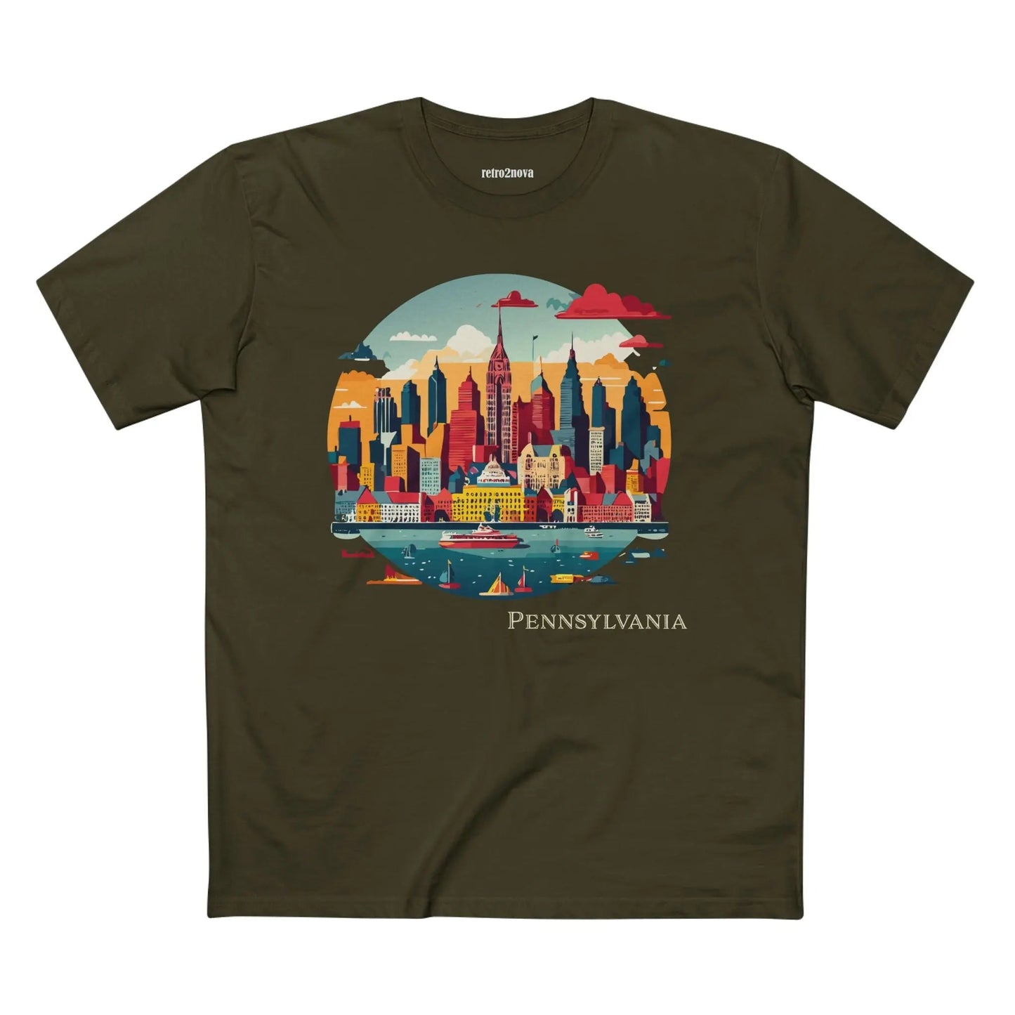 Pennsylvania US State Shirt Unisex Premium Cotton Tee With Original Art Design By Retro2Nova
