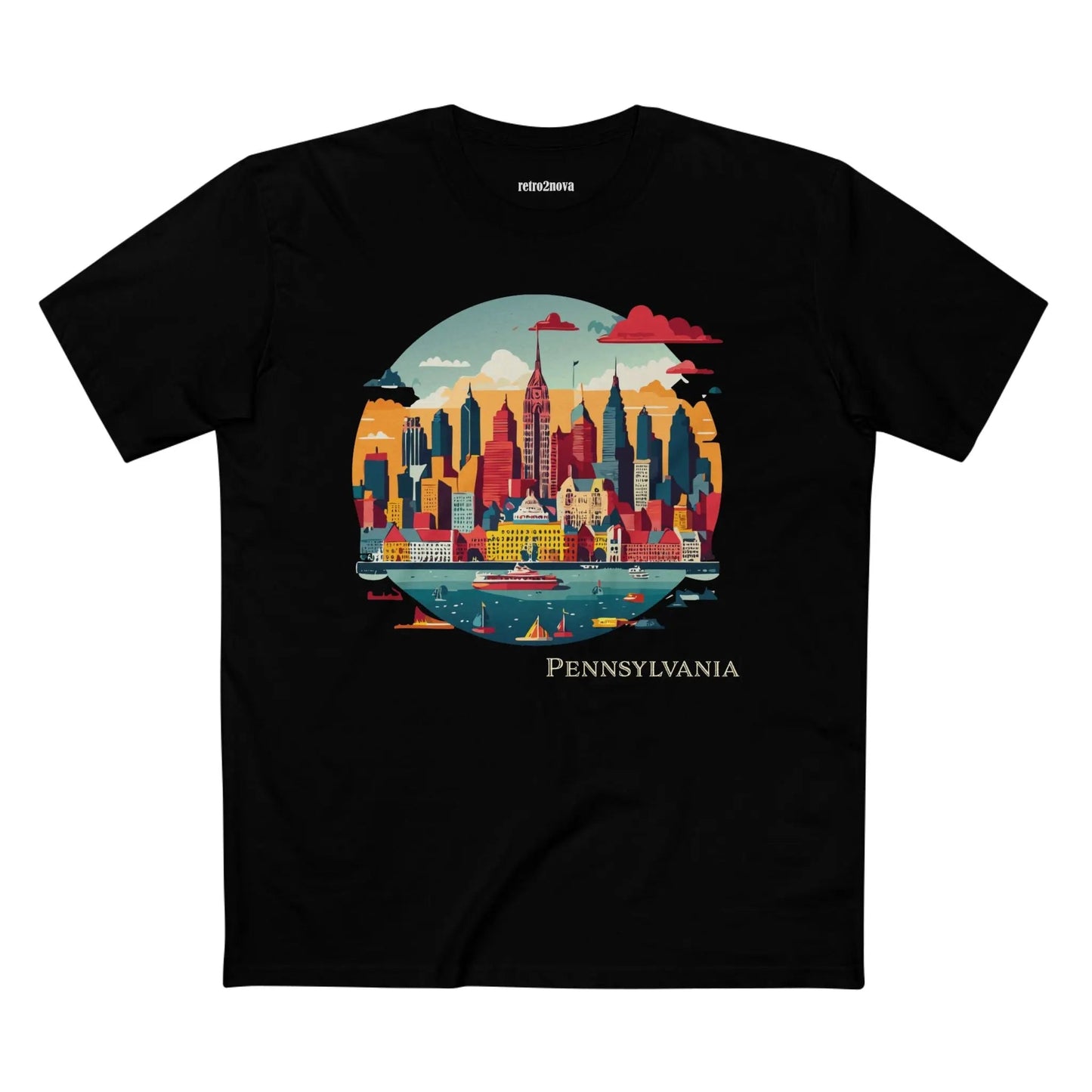Pennsylvania US State Shirt Unisex Premium Cotton Tee With Original Art Design By Retro2Nova