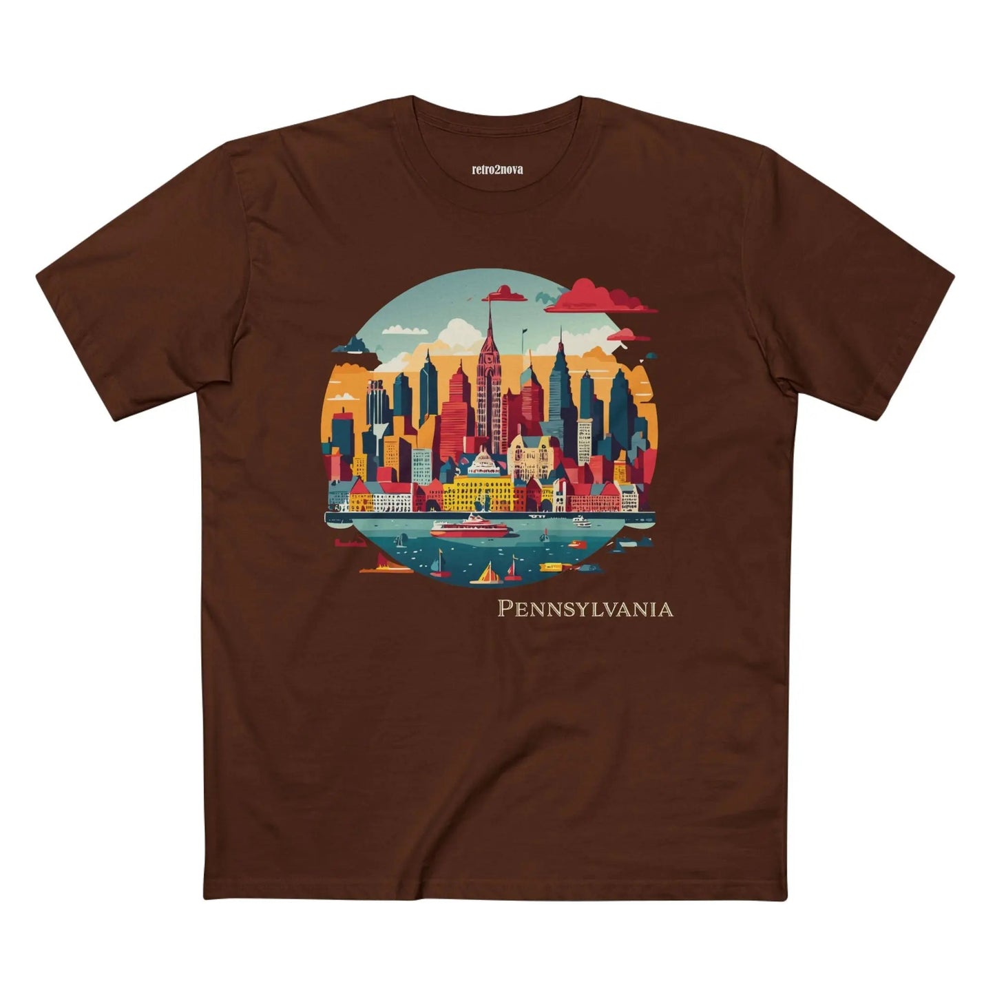 Pennsylvania US State Shirt Unisex Premium Cotton Tee With Original Art Design By Retro2Nova