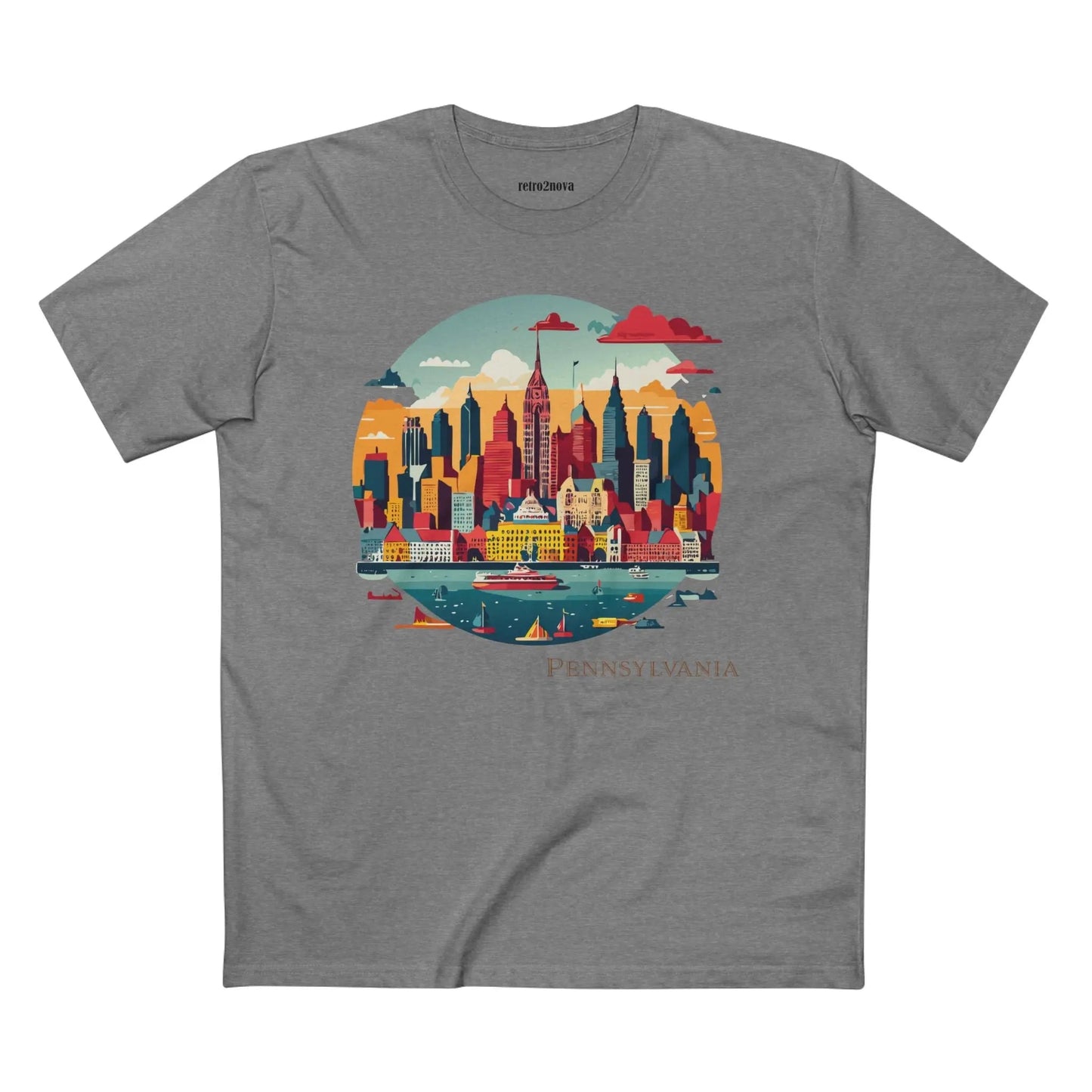 Pennsylvania US State Shirt Unisex Premium Cotton Tee With Original Art Design By Retro2Nova