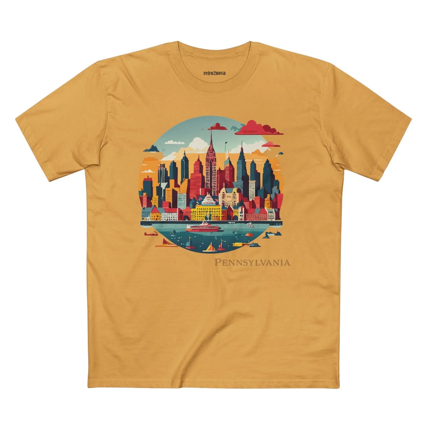 Pennsylvania US State Shirt Unisex Premium Cotton Tee With Original Art Design By Retro2Nova