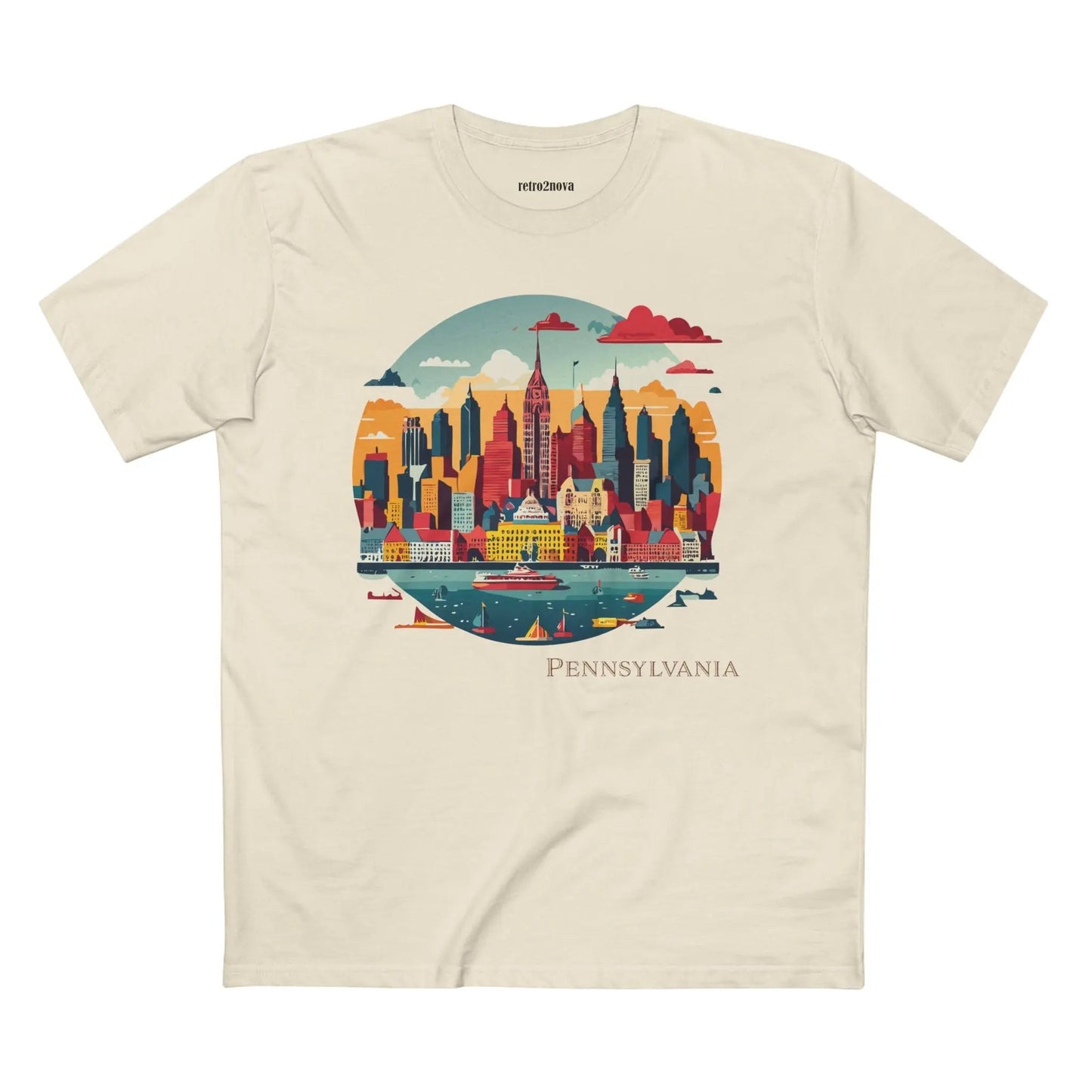 Pennsylvania US State Shirt Unisex Premium Cotton Tee With Original Art Design By Retro2Nova