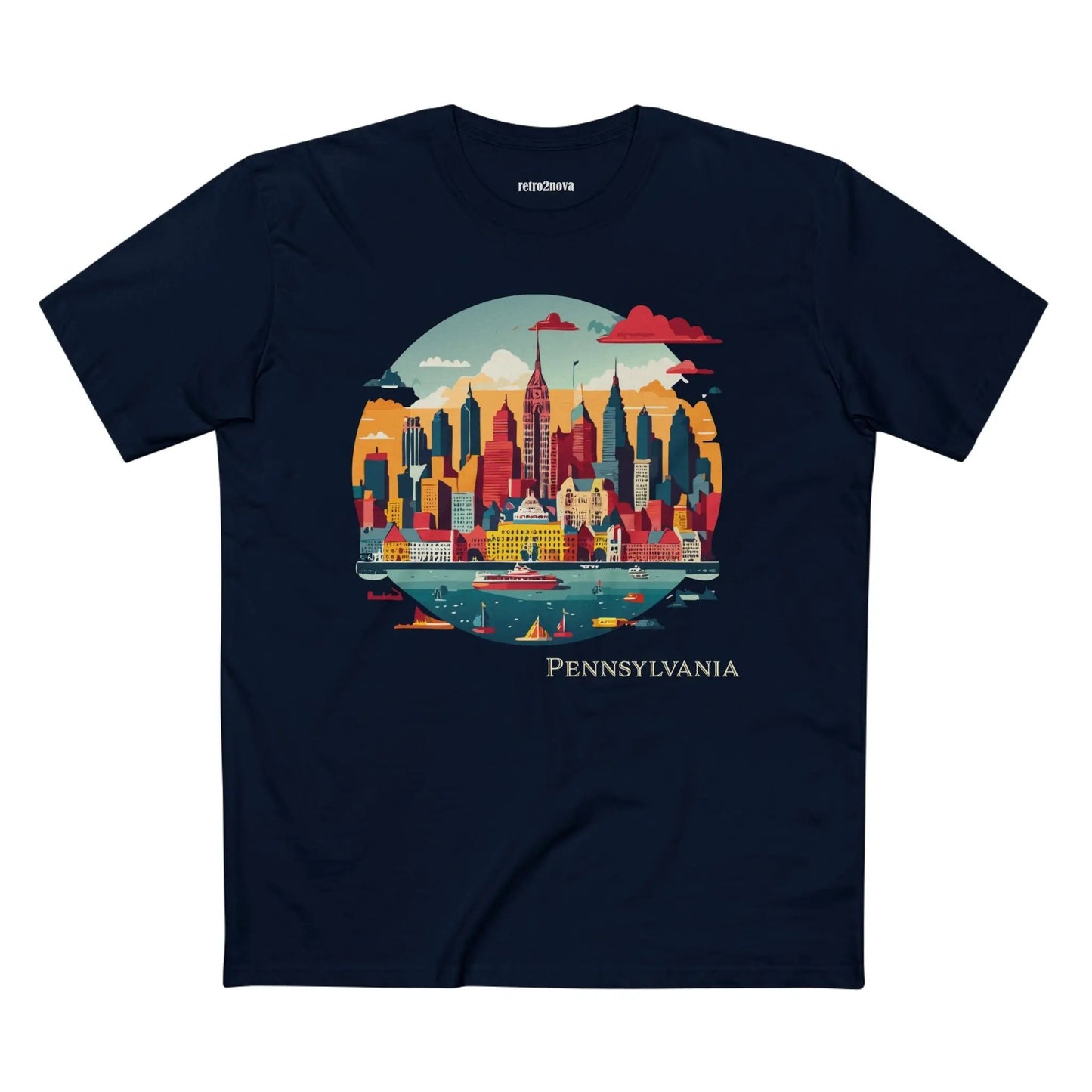 Pennsylvania US State Shirt Unisex Premium Cotton Tee With Original Art Design By Retro2Nova