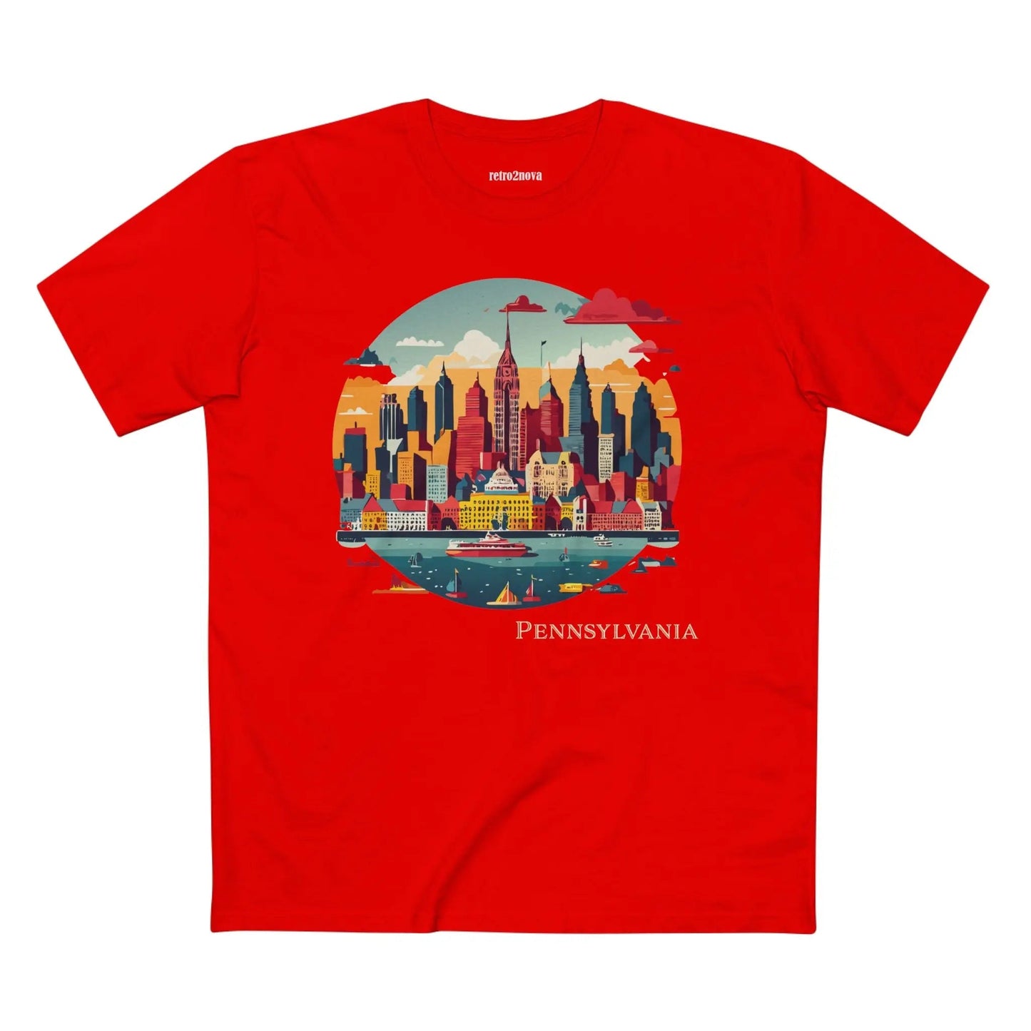 Pennsylvania US State Shirt Unisex Premium Cotton Tee With Original Art Design By Retro2Nova