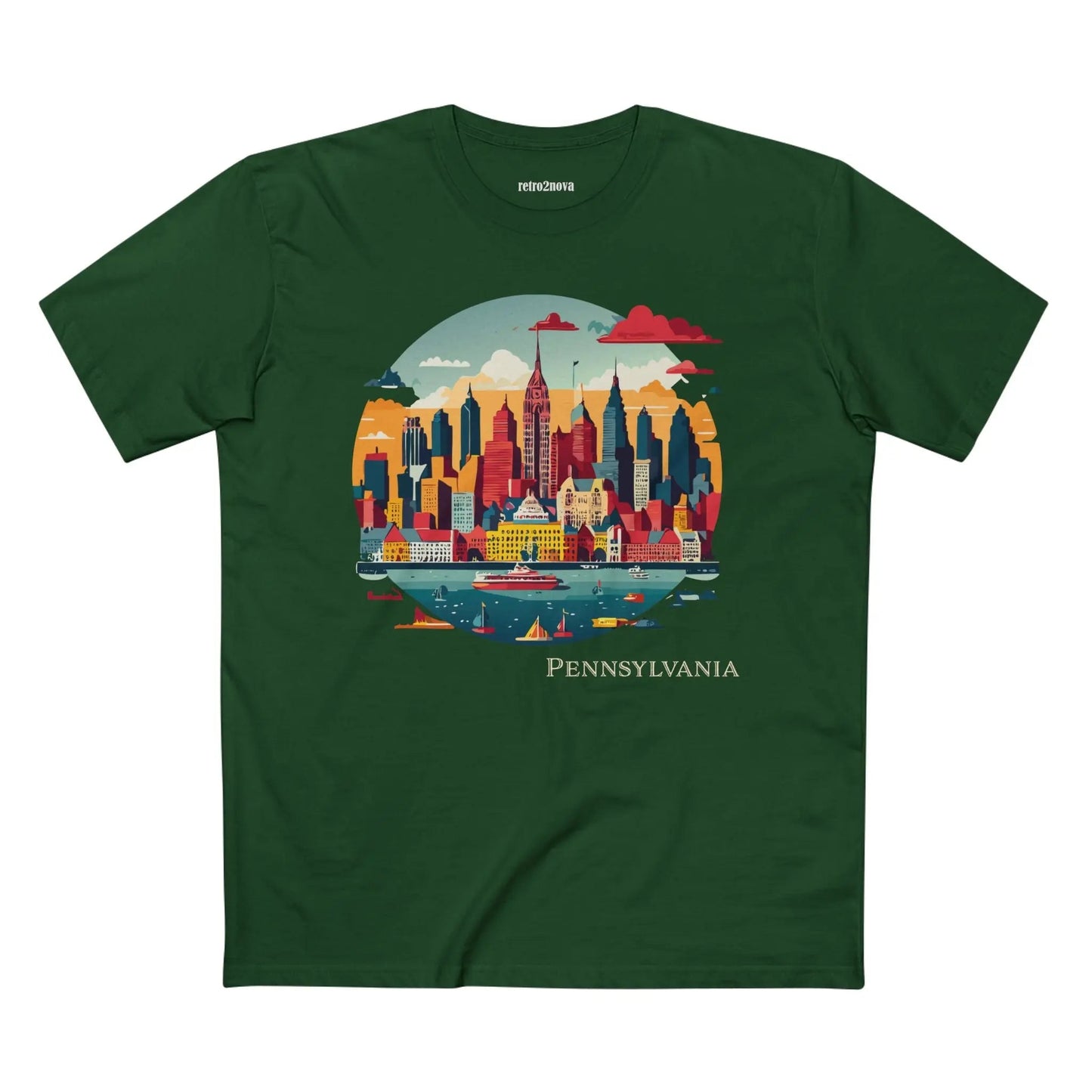 Pennsylvania US State Shirt Unisex Premium Cotton Tee With Original Art Design By Retro2Nova