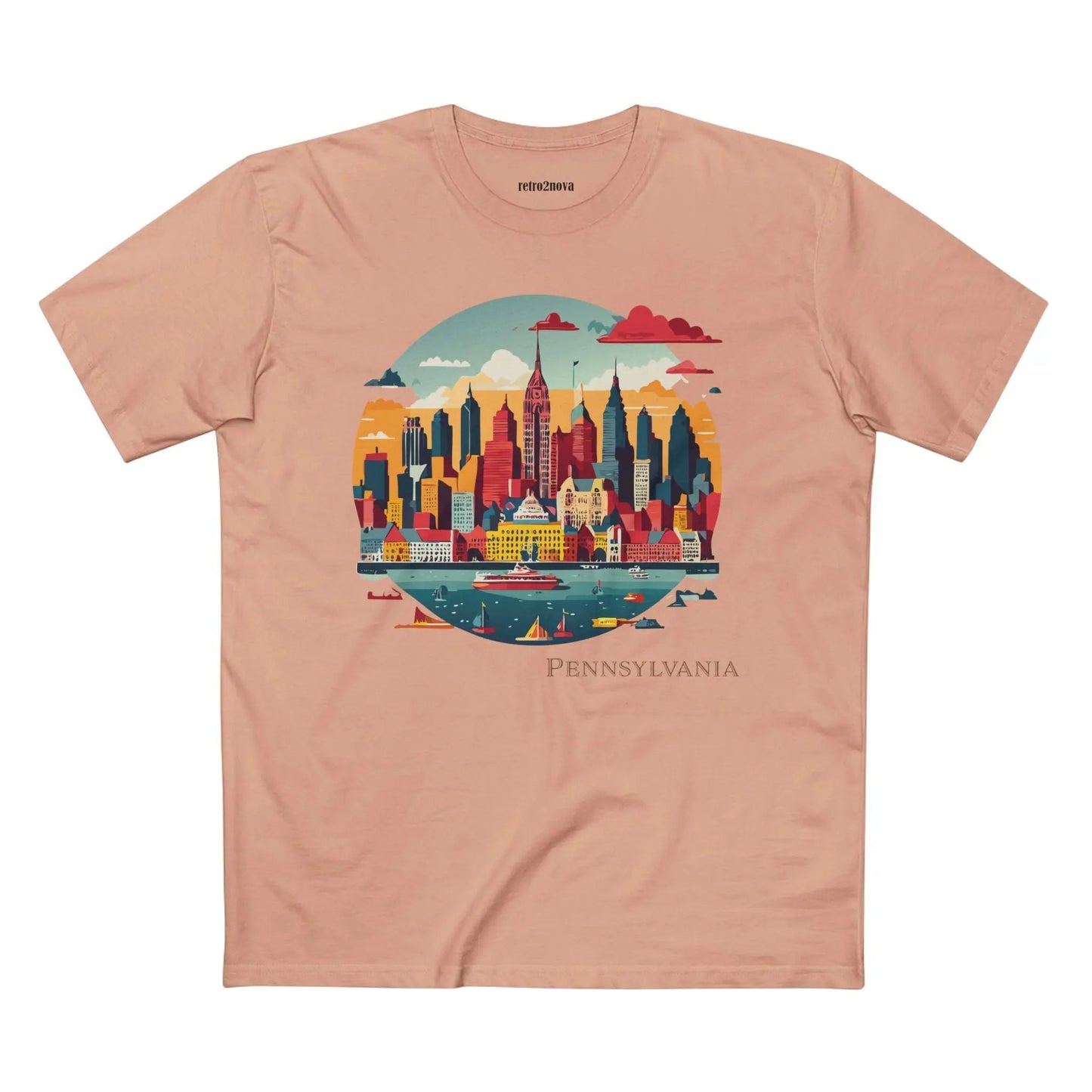 Pennsylvania US State Shirt Unisex Premium Cotton Tee With Original Art Design By Retro2Nova
