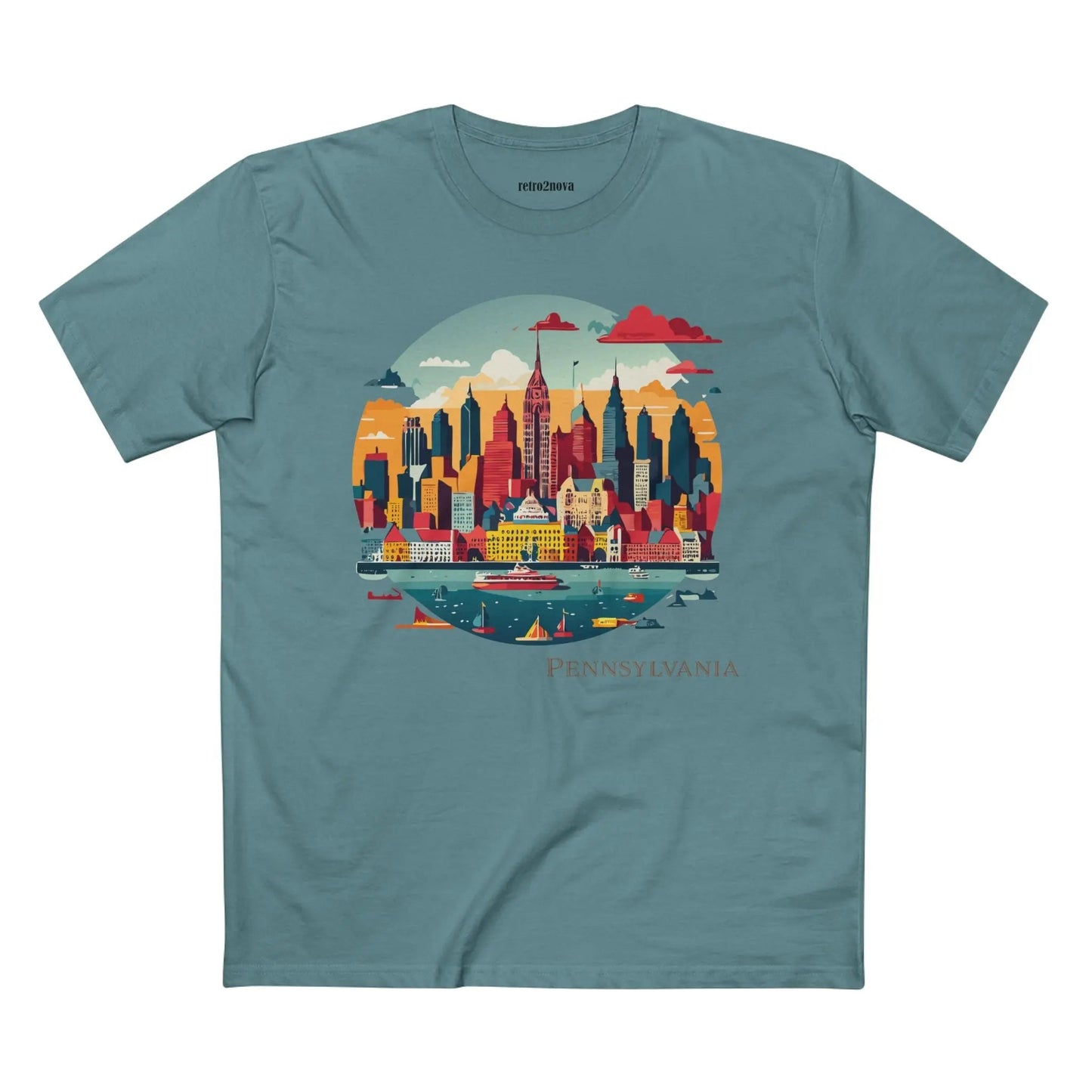 Pennsylvania US State Shirt Unisex Premium Cotton Tee With Original Art Design By Retro2Nova