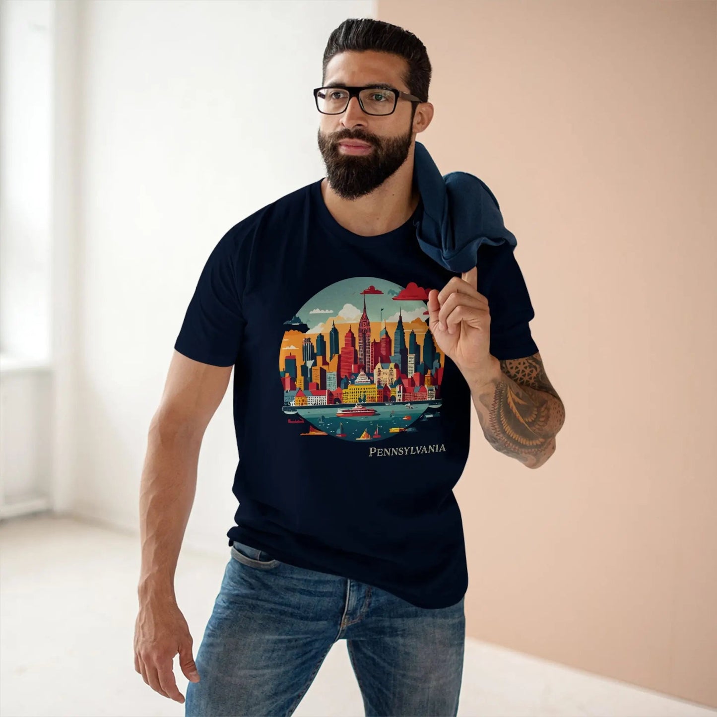Pennsylvania US State Shirt Unisex Premium Cotton Tee With Original Art Design By Retro2Nova