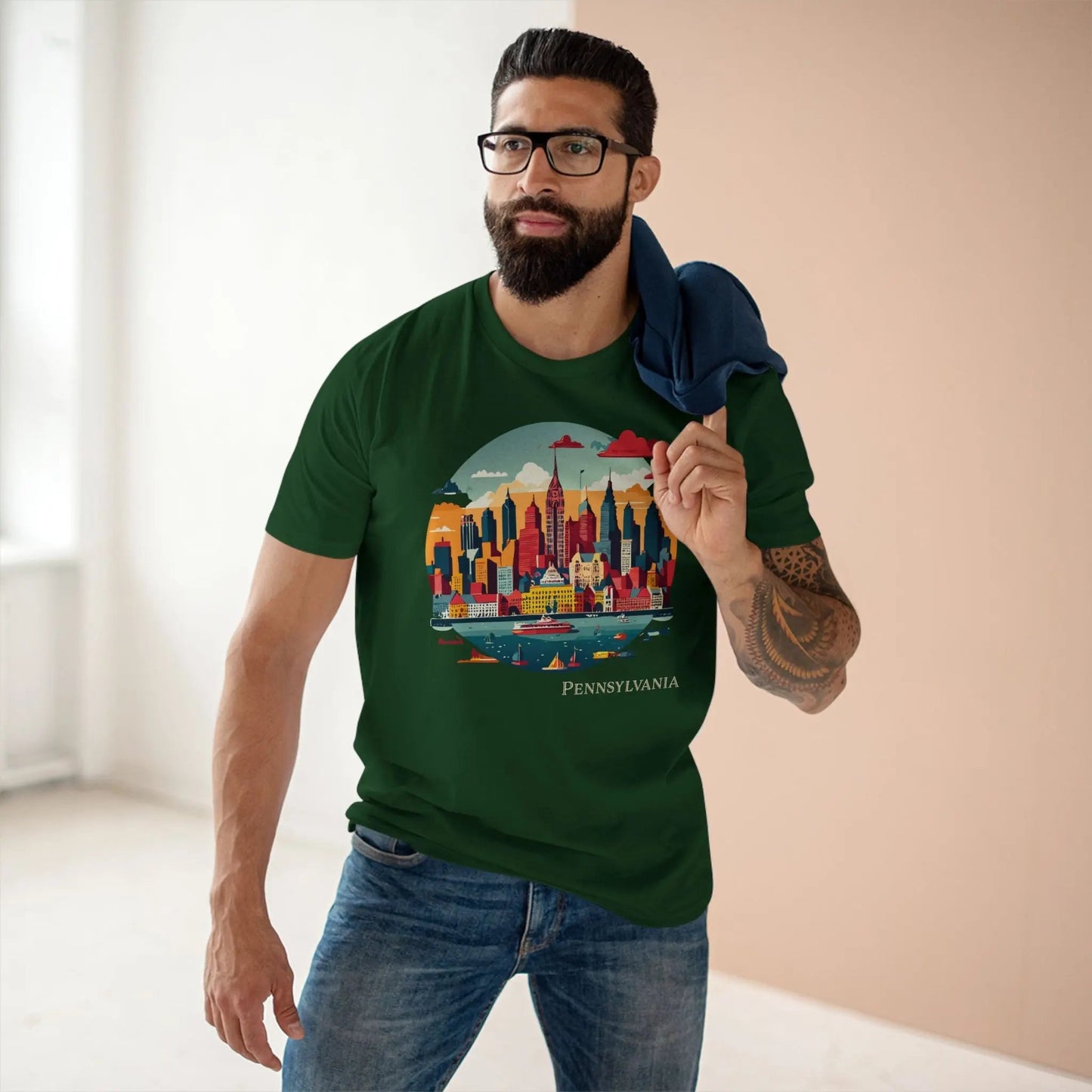 Pennsylvania US State Shirt Unisex Premium Cotton Tee With Original Art Design By Retro2Nova