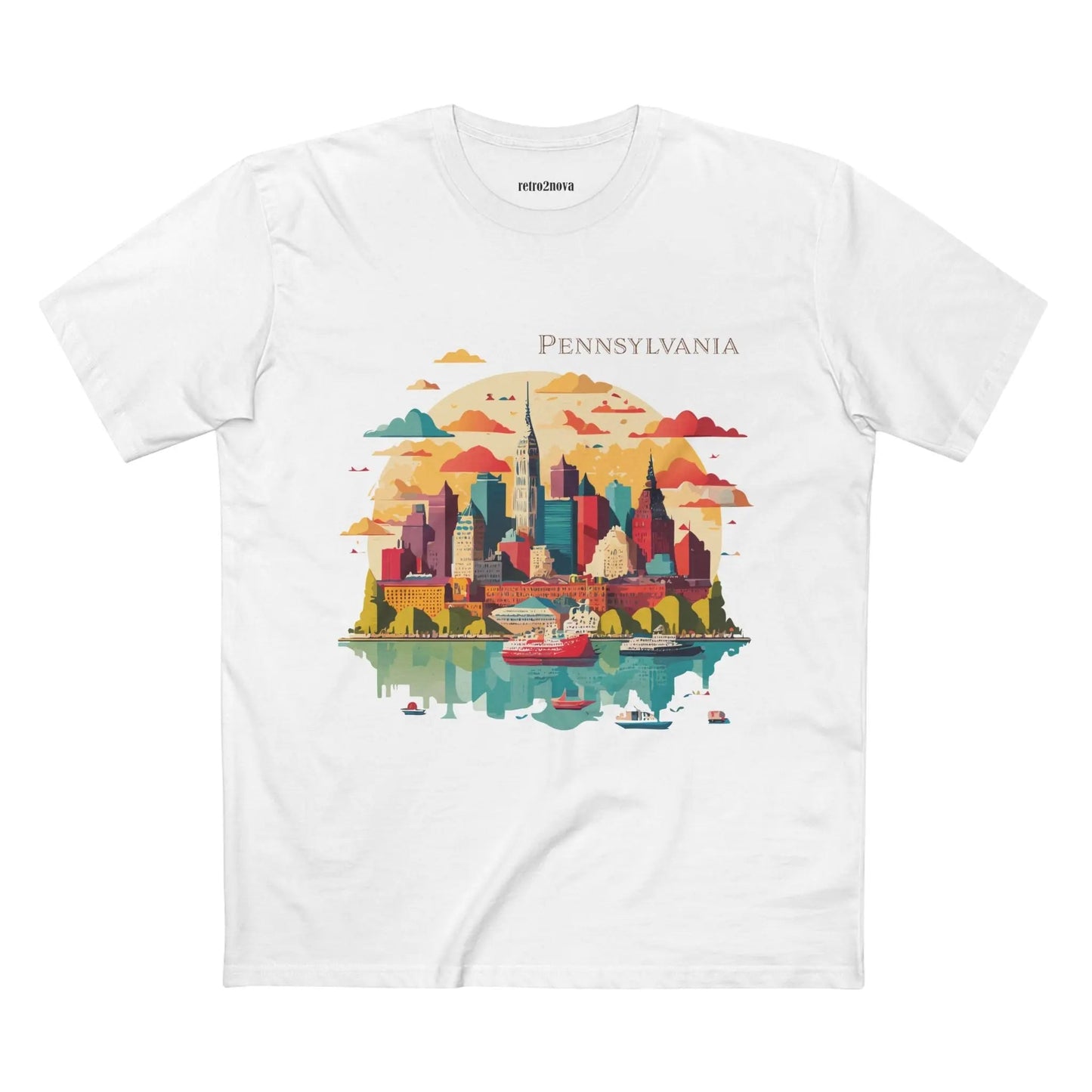 Pennsylvania State Shirt Unisex Premium Cotton Tee With Original Art Design From Retro2Nova