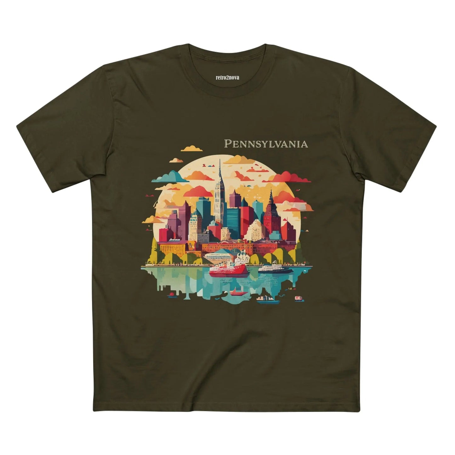 Pennsylvania State Shirt Unisex Premium Cotton Tee With Original Art Design From Retro2Nova