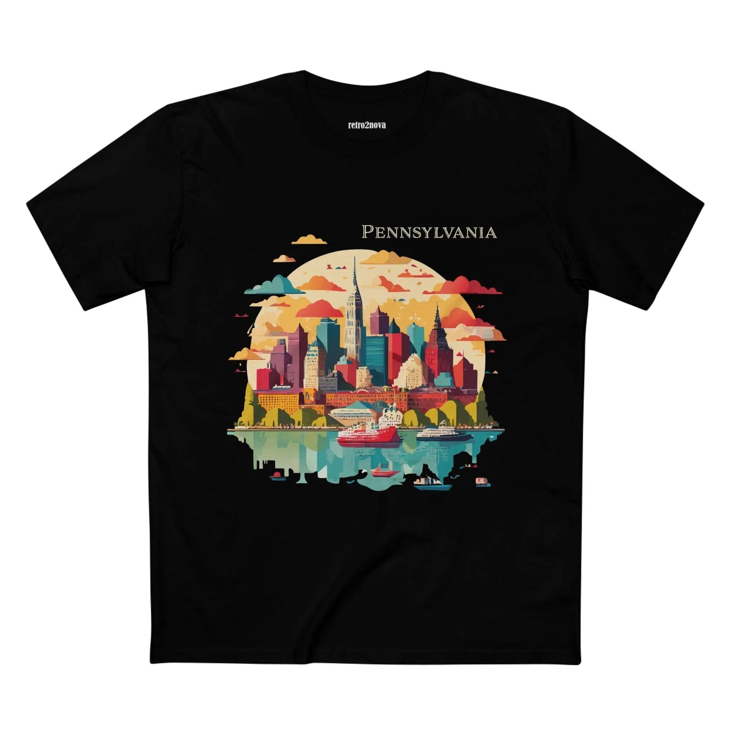 Pennsylvania State Shirt Unisex Premium Cotton Tee With Original Art Design From Retro2Nova
