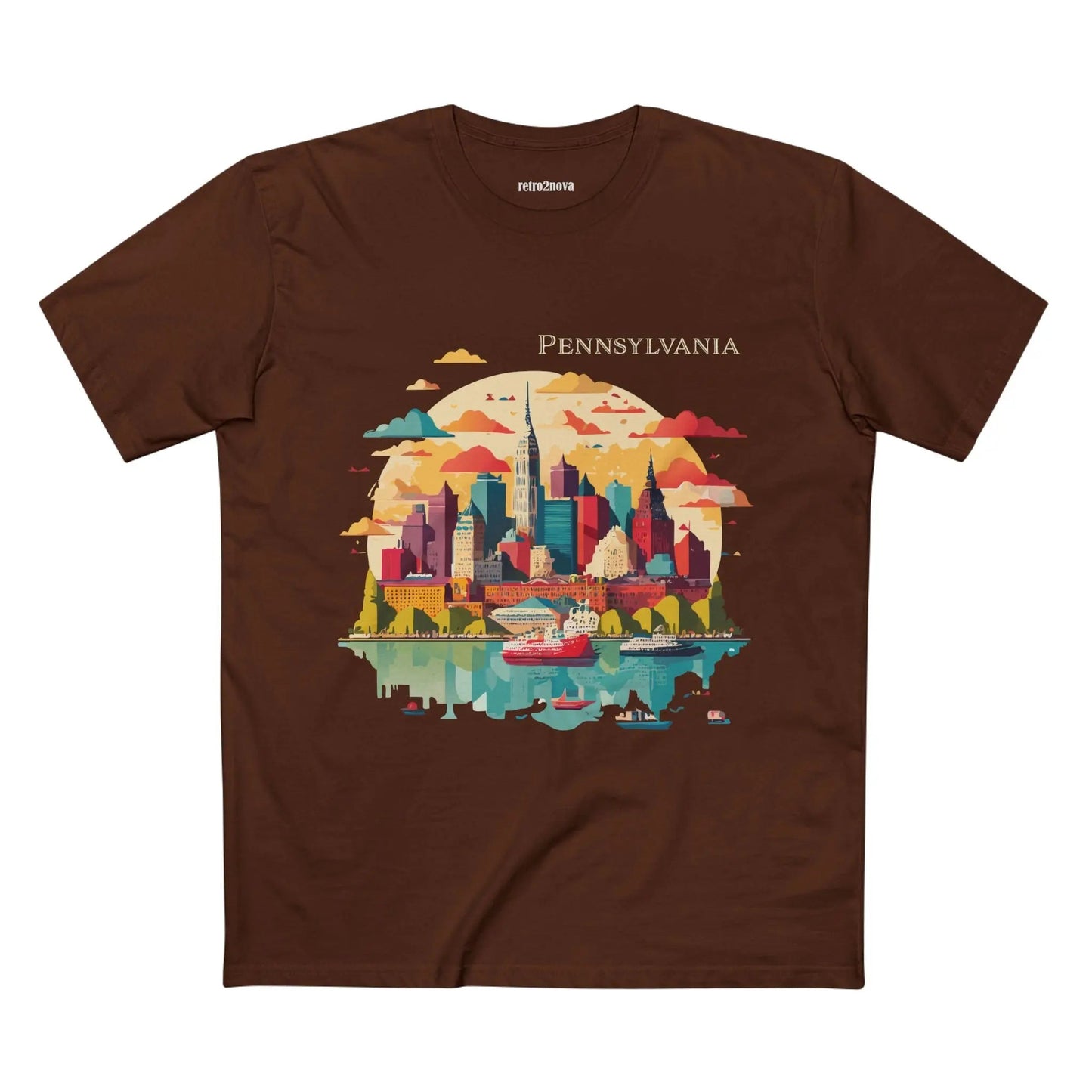 Pennsylvania State Shirt Unisex Premium Cotton Tee With Original Art Design From Retro2Nova