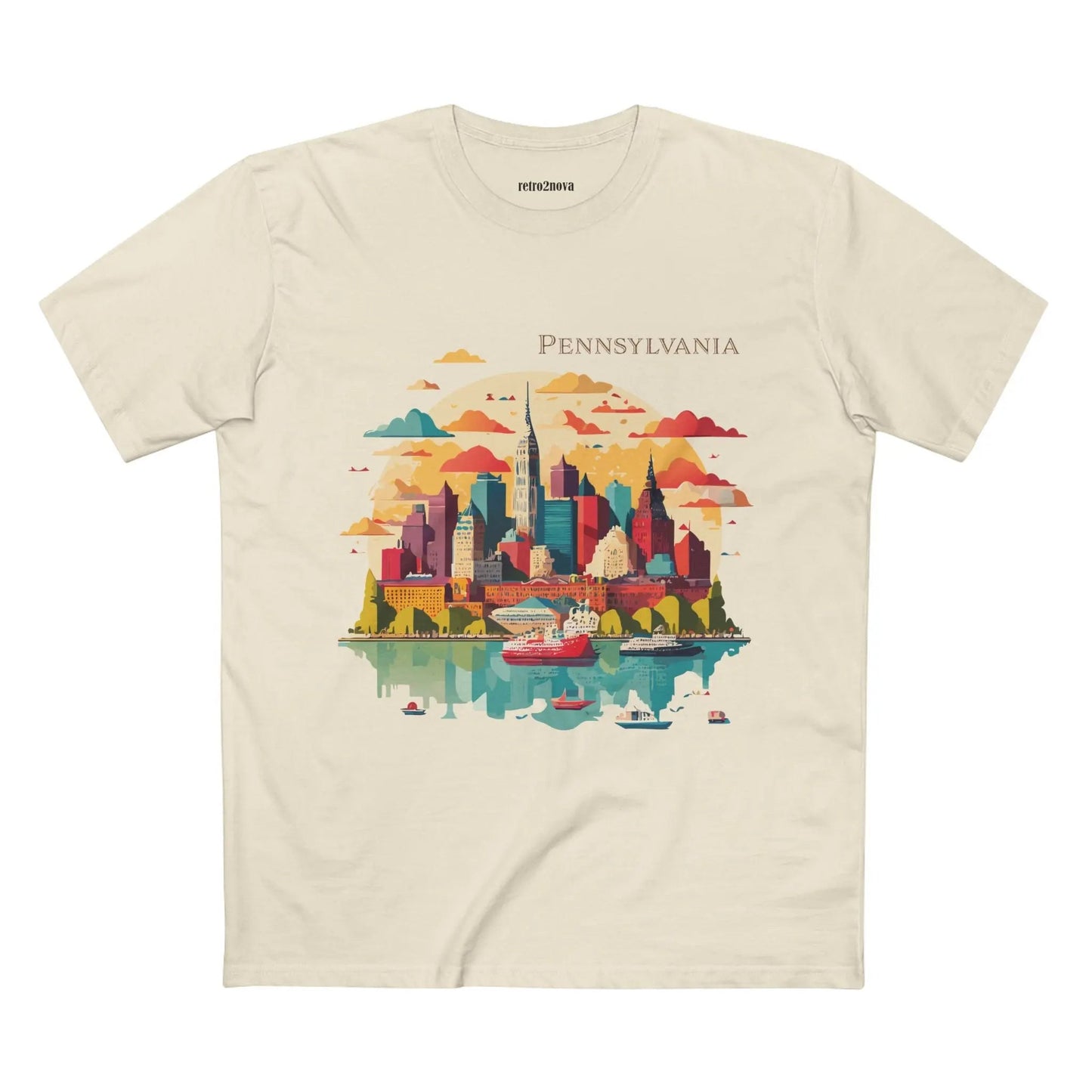 Pennsylvania State Shirt Unisex Premium Cotton Tee With Original Art Design From Retro2Nova