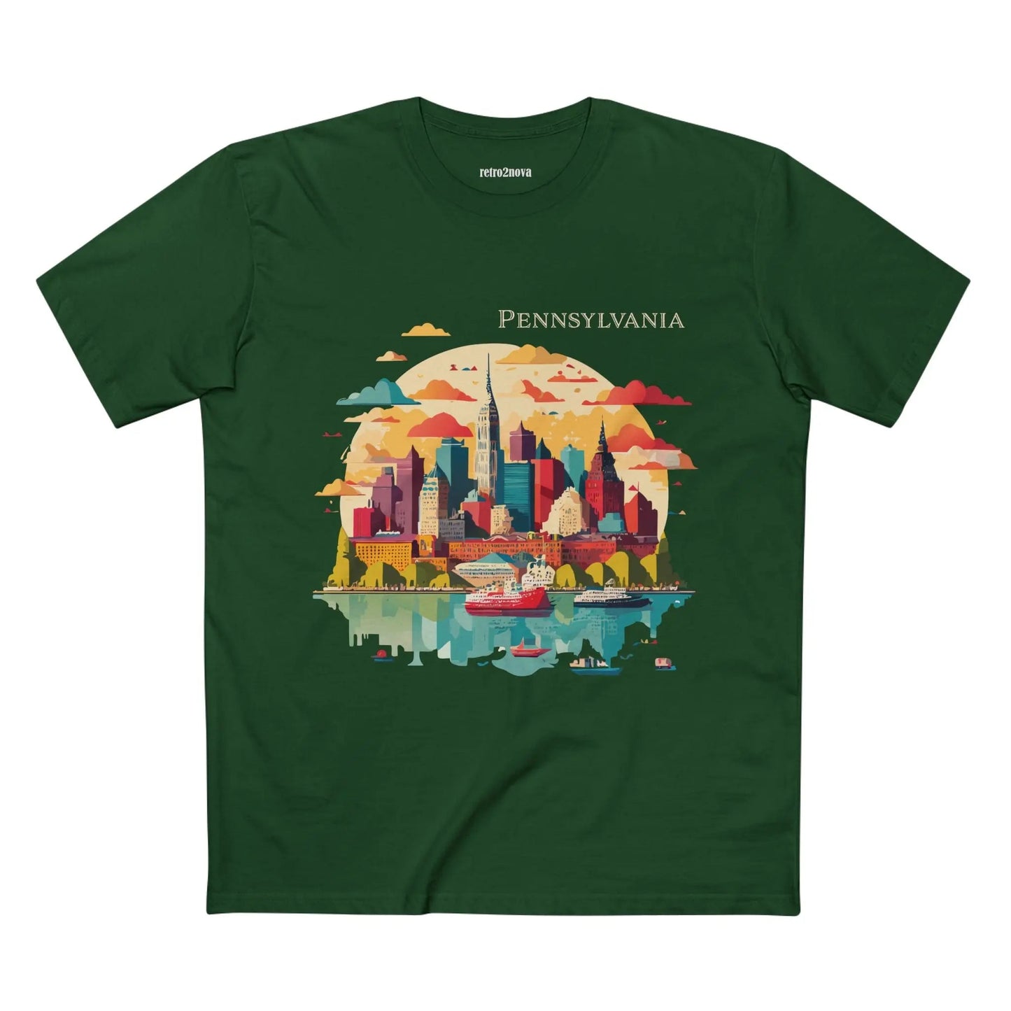 Pennsylvania State Shirt Unisex Premium Cotton Tee With Original Art Design From Retro2Nova