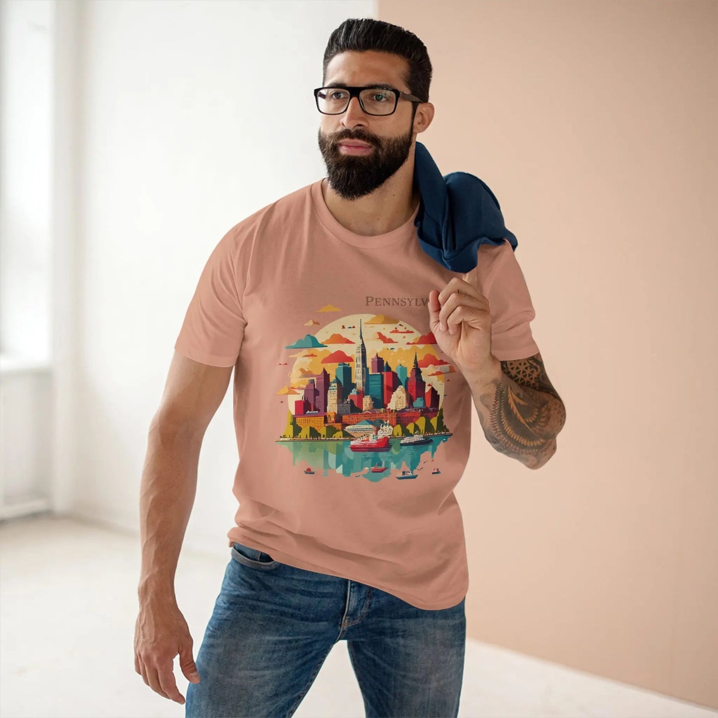 Pennsylvania State Shirt Unisex Premium Cotton Tee With Original Art Design From Retro2Nova