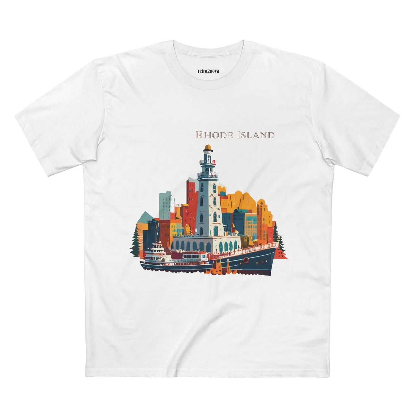 Rhode Island State Shirt Unisex Premium Cotton Tee With Original Art Design By Retro2Nova