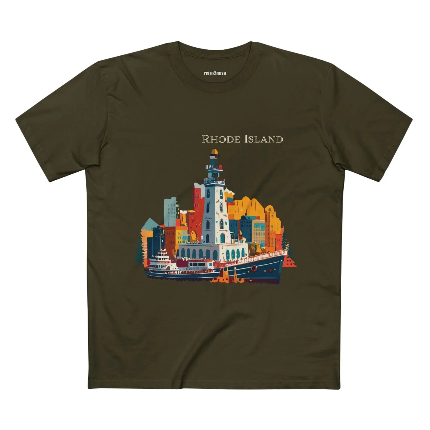 Rhode Island State Shirt Unisex Premium Cotton Tee With Original Art Design By Retro2Nova