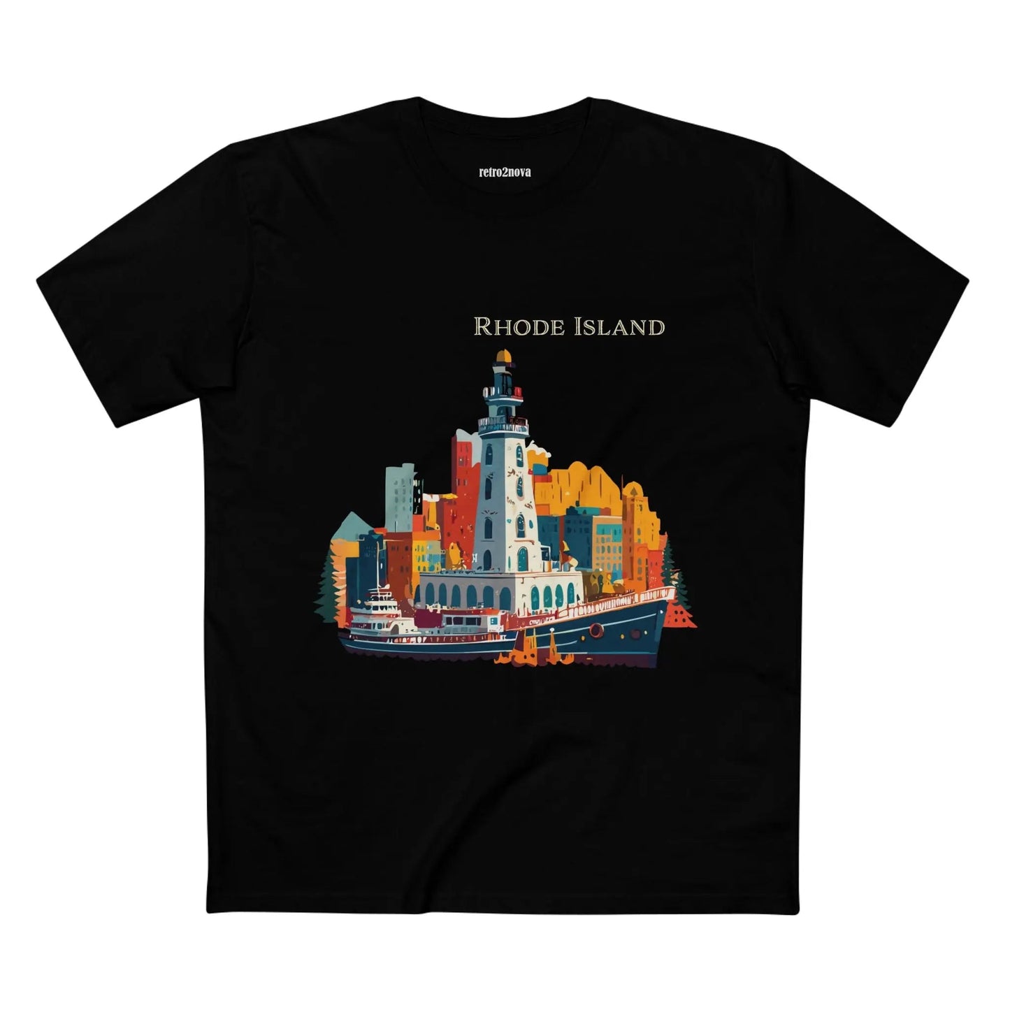 Rhode Island State Shirt Unisex Premium Cotton Tee With Original Art Design By Retro2Nova