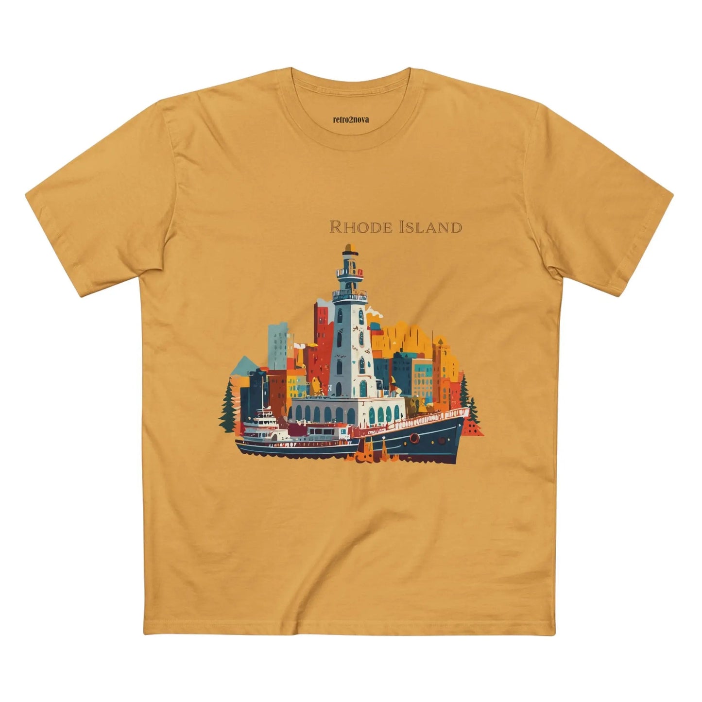 Rhode Island State Shirt Unisex Premium Cotton Tee With Original Art Design By Retro2Nova