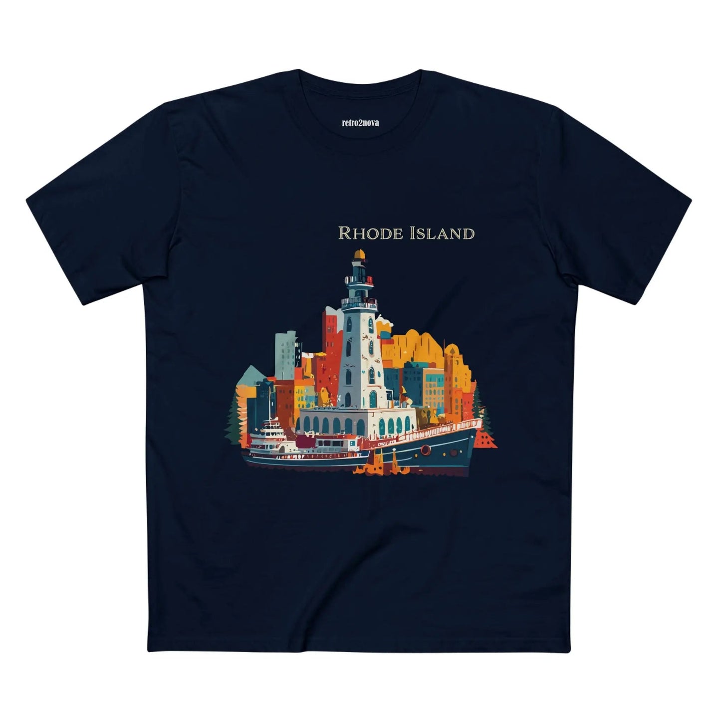 Rhode Island State Shirt Unisex Premium Cotton Tee With Original Art Design By Retro2Nova