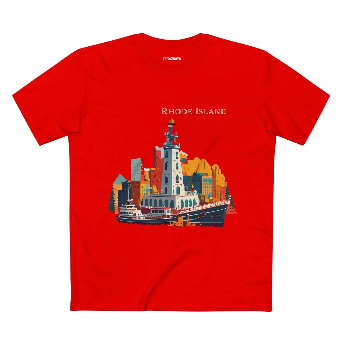 Rhode Island State Shirt Unisex Premium Cotton Tee With Original Art Design By Retro2Nova