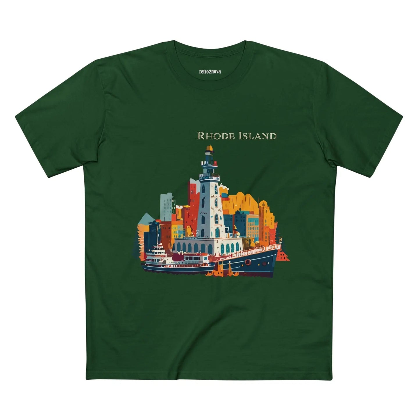 Rhode Island State Shirt Unisex Premium Cotton Tee With Original Art Design By Retro2Nova