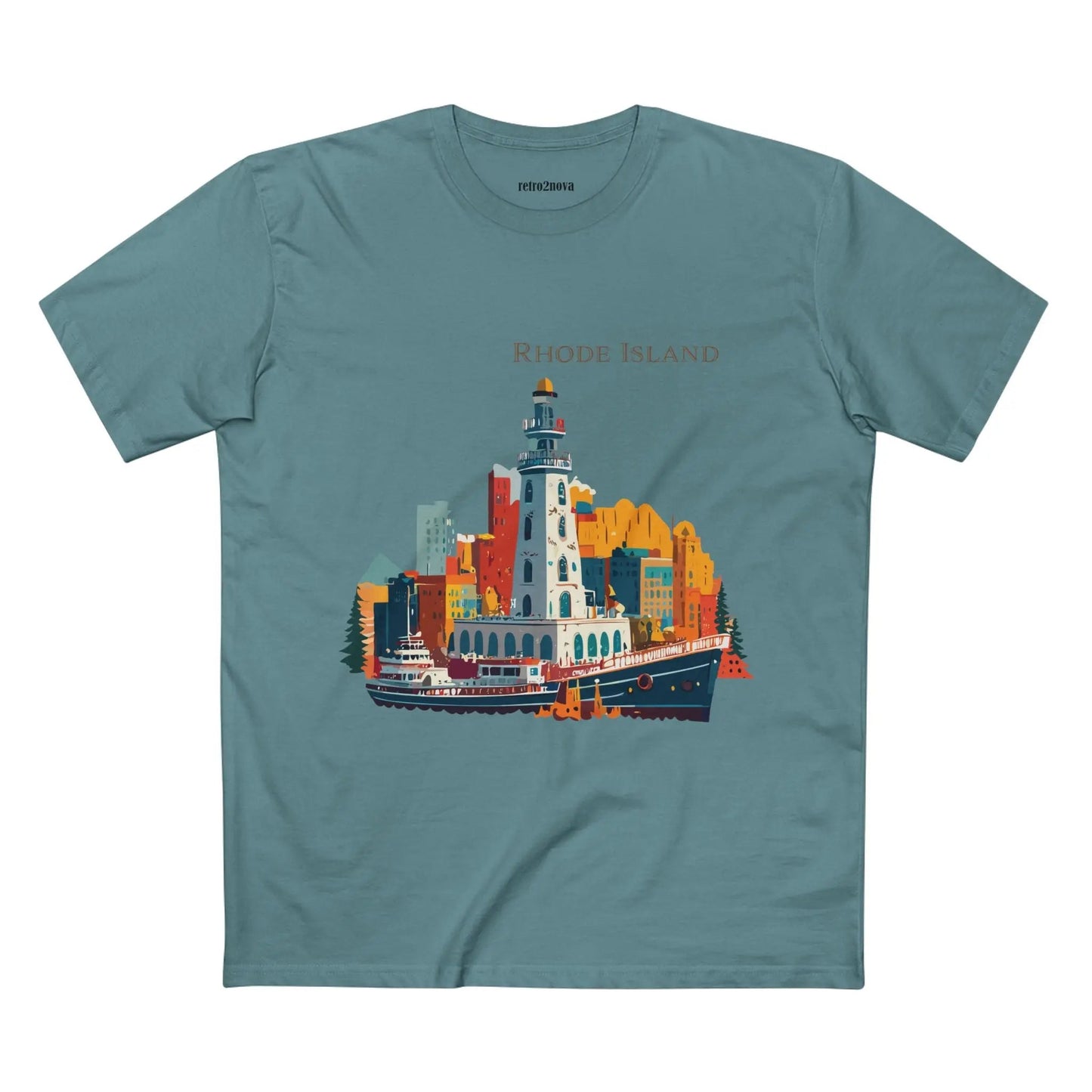 Rhode Island State Shirt Unisex Premium Cotton Tee With Original Art Design By Retro2Nova
