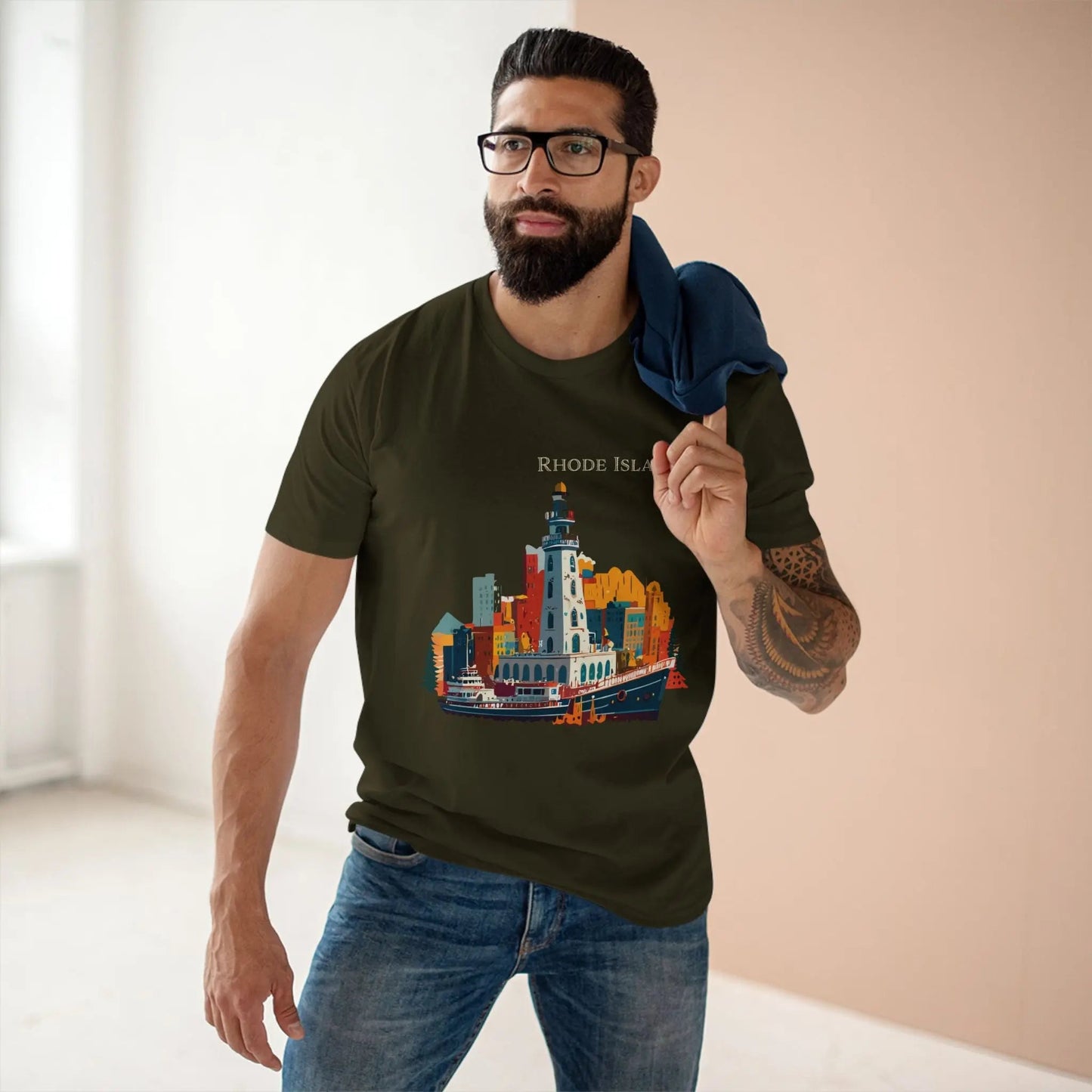 Rhode Island State Shirt Unisex Premium Cotton Tee With Original Art Design By Retro2Nova