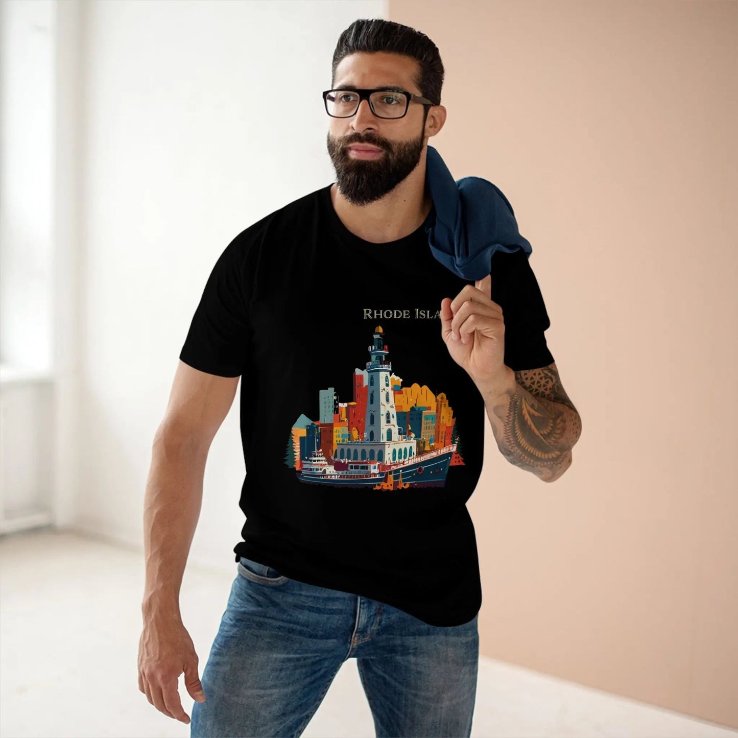 Rhode Island State Shirt Unisex Premium Cotton Tee With Original Art Design By Retro2Nova