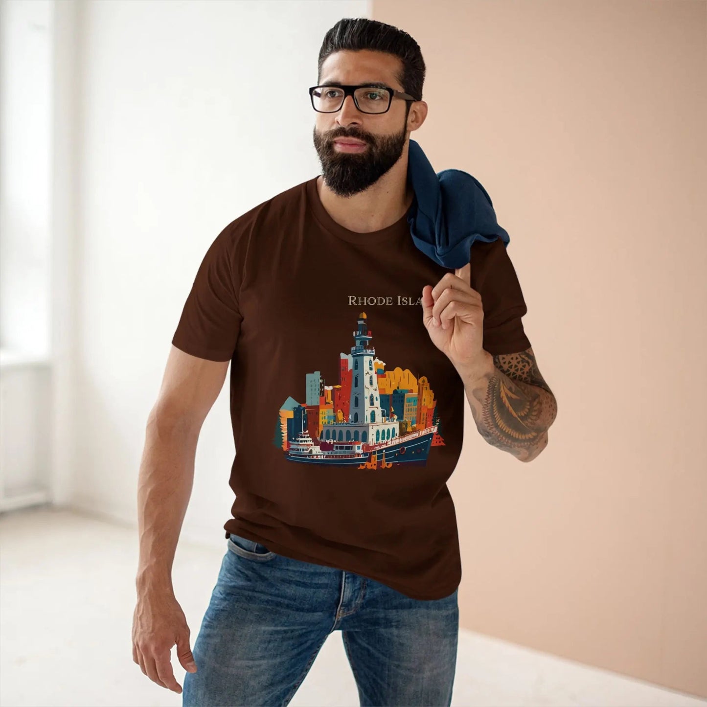 Rhode Island State Shirt Unisex Premium Cotton Tee With Original Art Design By Retro2Nova